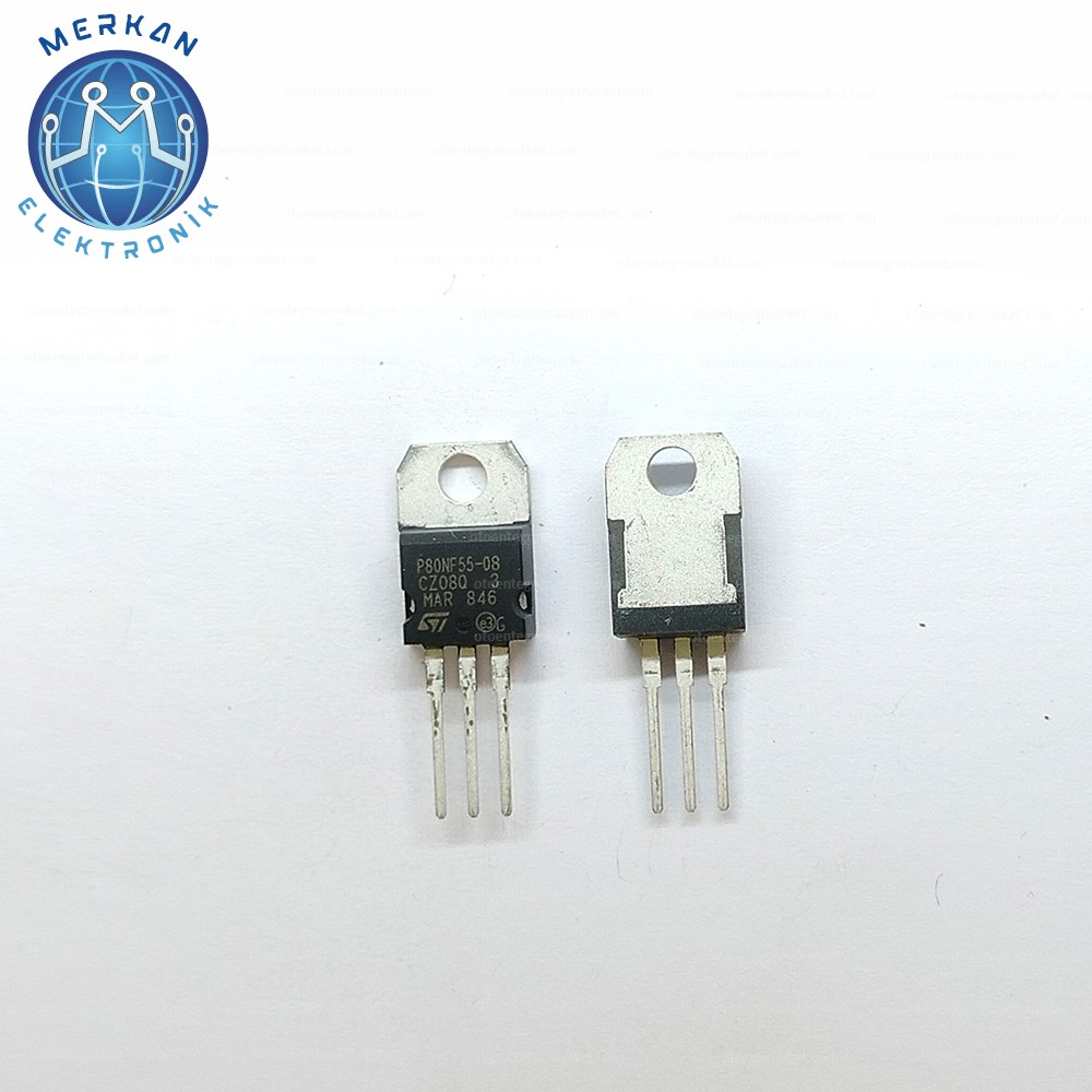 P80NF55-08 (TO220-ZİP3) ORİJİNAL OTO BEYİN TAMİR ENTEGRELERİ MERKAN ELEKTRONİK