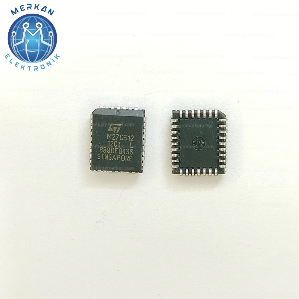 M27C512 (PLCC-32) EPROM  M27C512-12C1ORİJİNAL OTO BEYİN TAMİR ENTEGRELERİ MERKAN ELEKTRONİK