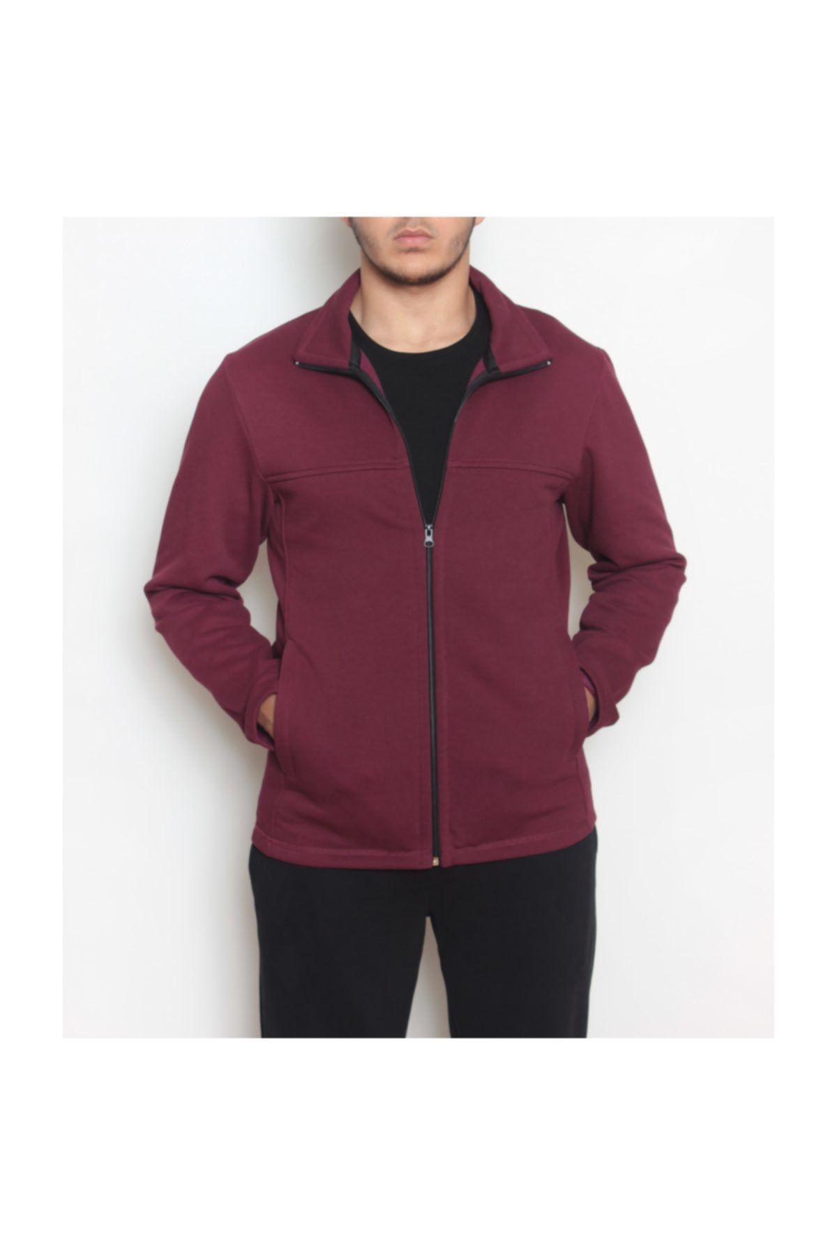Erkek Fermuarlı Sweatshirt Pike Kumaş