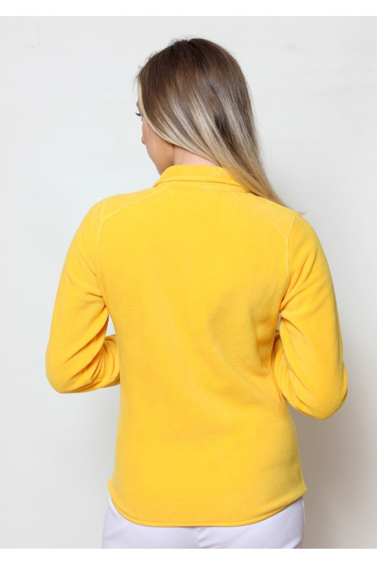 Kadın Polar Yarım Fermuar Dar Kalıp Sweatshirt