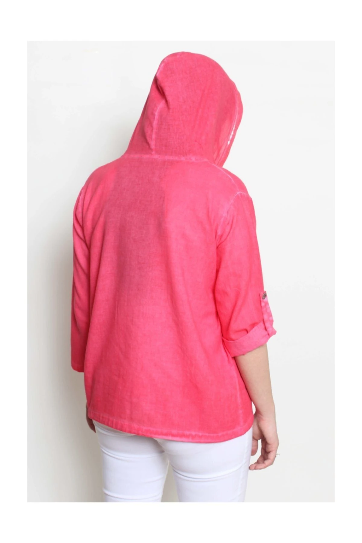 Kadın Pul Detaylı Kapüşonlu Ceket