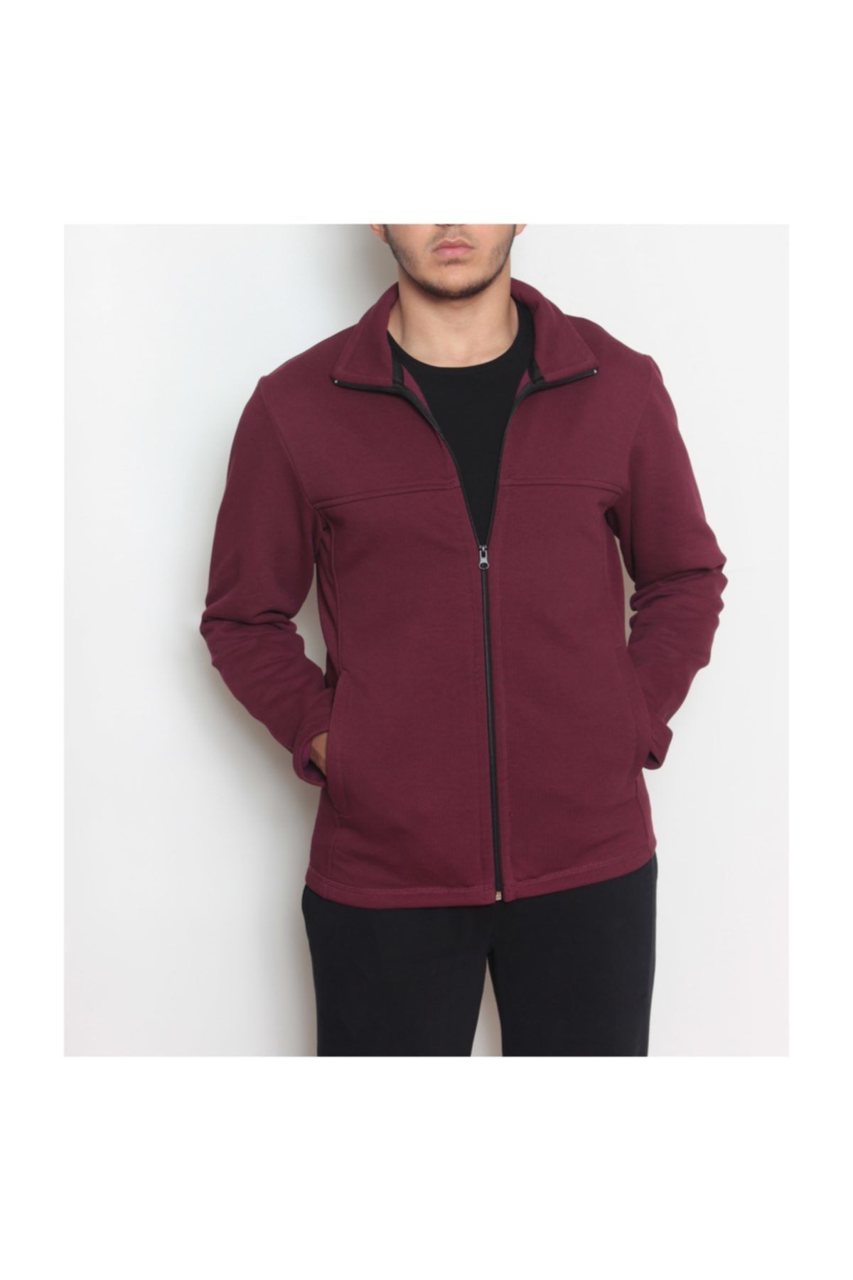 Erkek Fermuarlı Sweatshirt Pike Kumaş