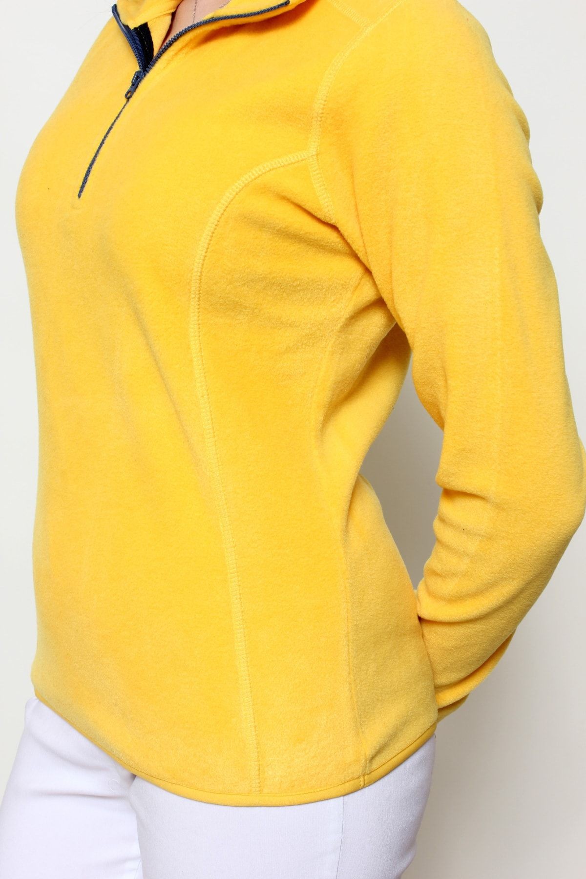 Kadın Polar Yarım Fermuar Dar Kalıp Sweatshirt