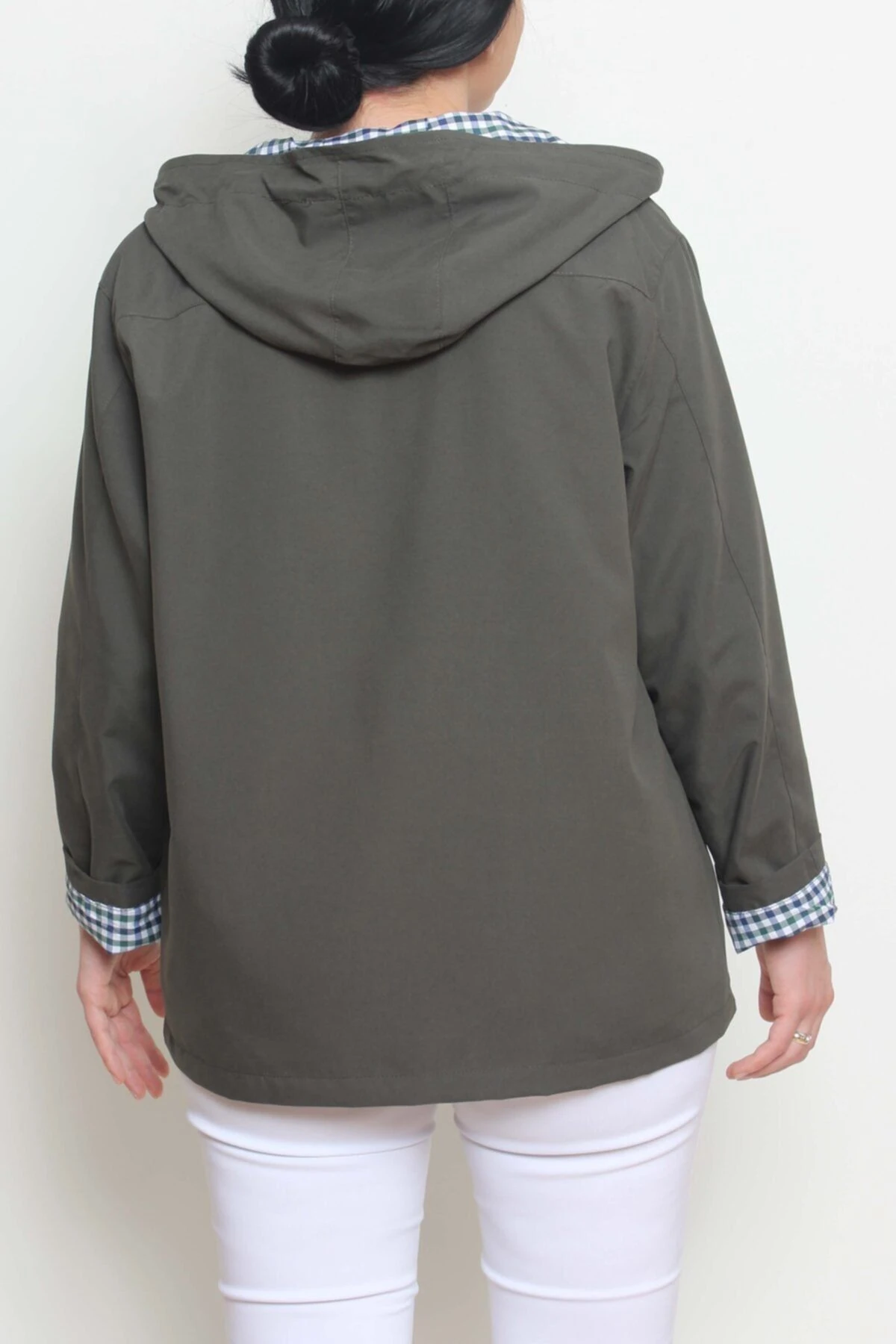 Kadın Haki Kapüşonlu Yağmurluk Ve Rüzgarlık