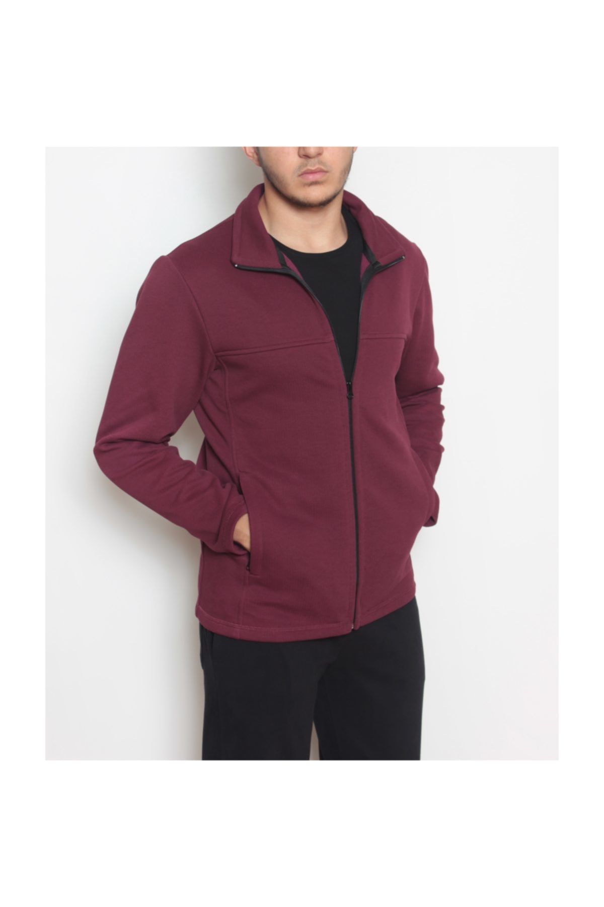 Erkek Fermuarlı Sweatshirt Pike Kumaş