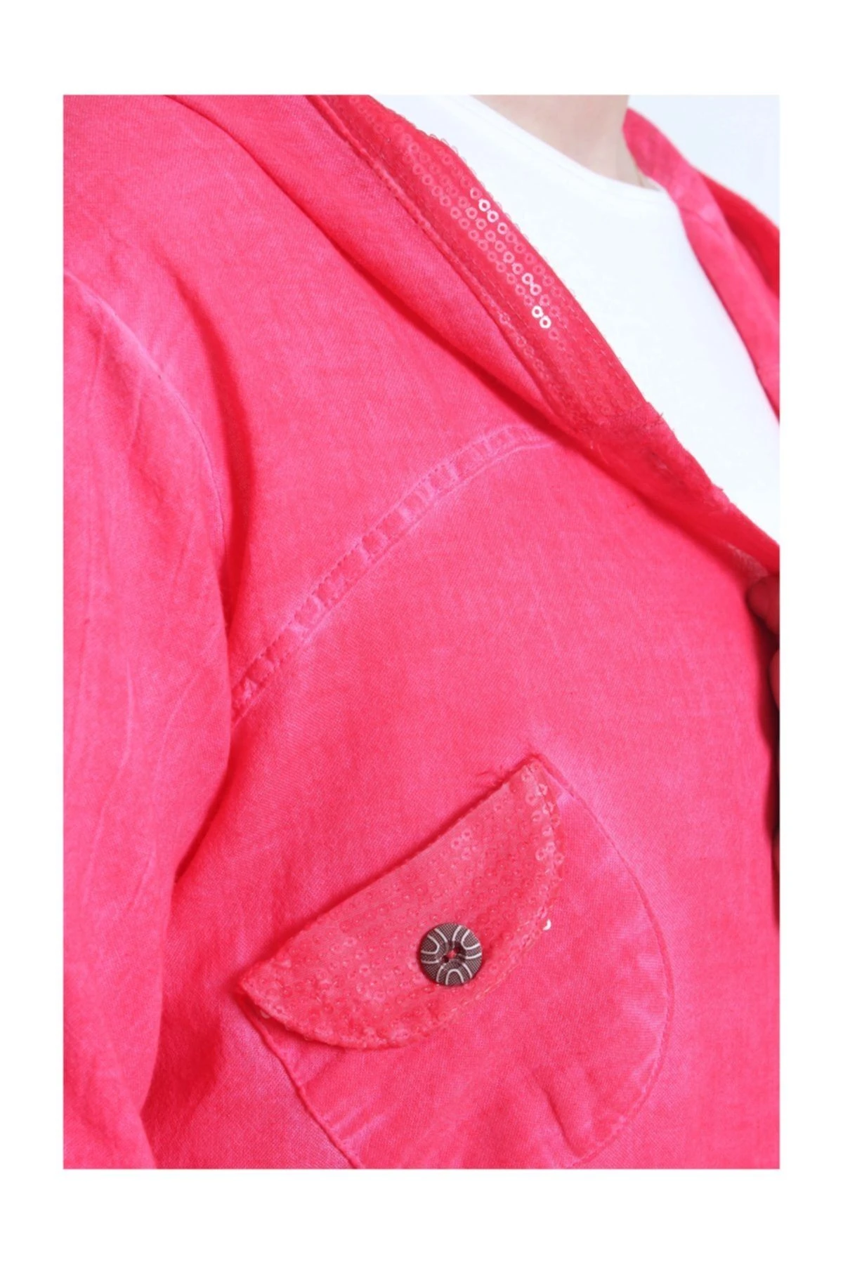 Kadın Pul Detaylı Kapüşonlu Ceket