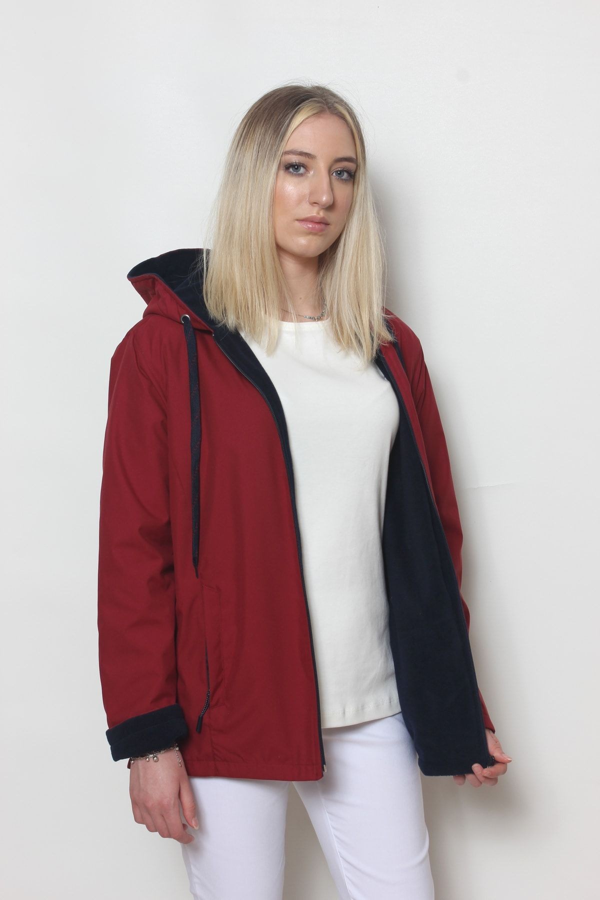 Kadın Bordo Içi Polar Mont - bordo