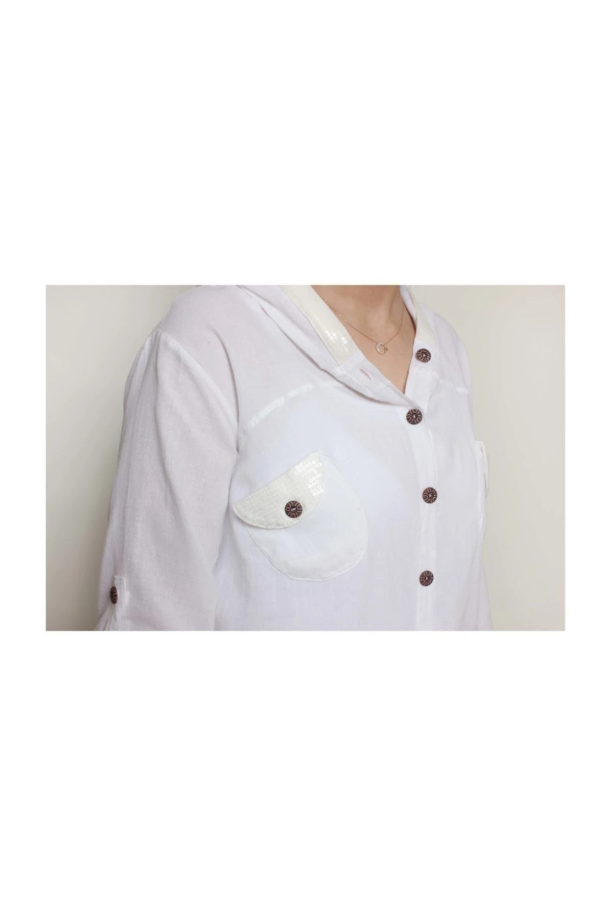 Kadın Pul Detaylı Kapüşonlu Ceket