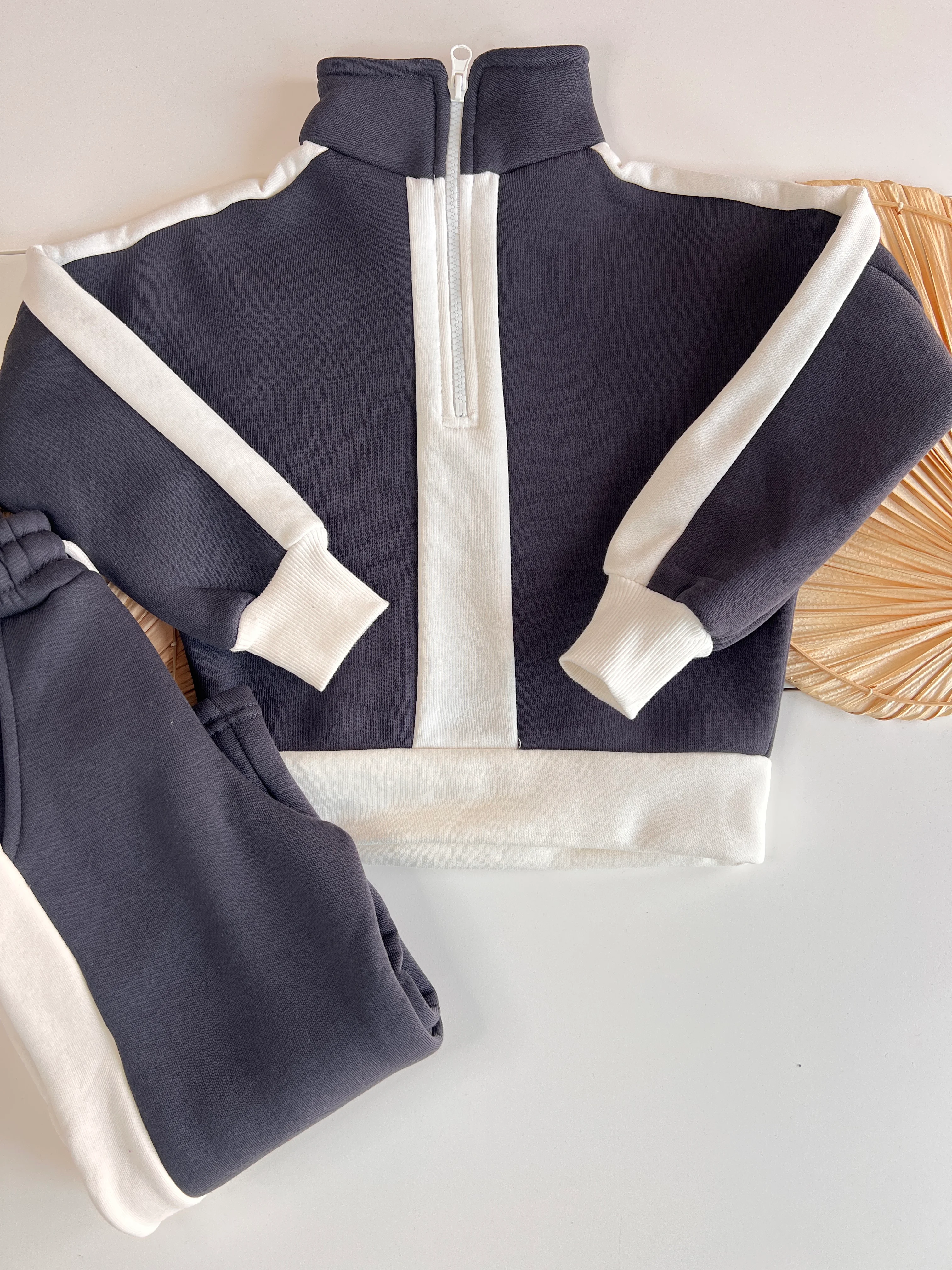 Fermuarlı Şardonlu Kız Çocuk Takım