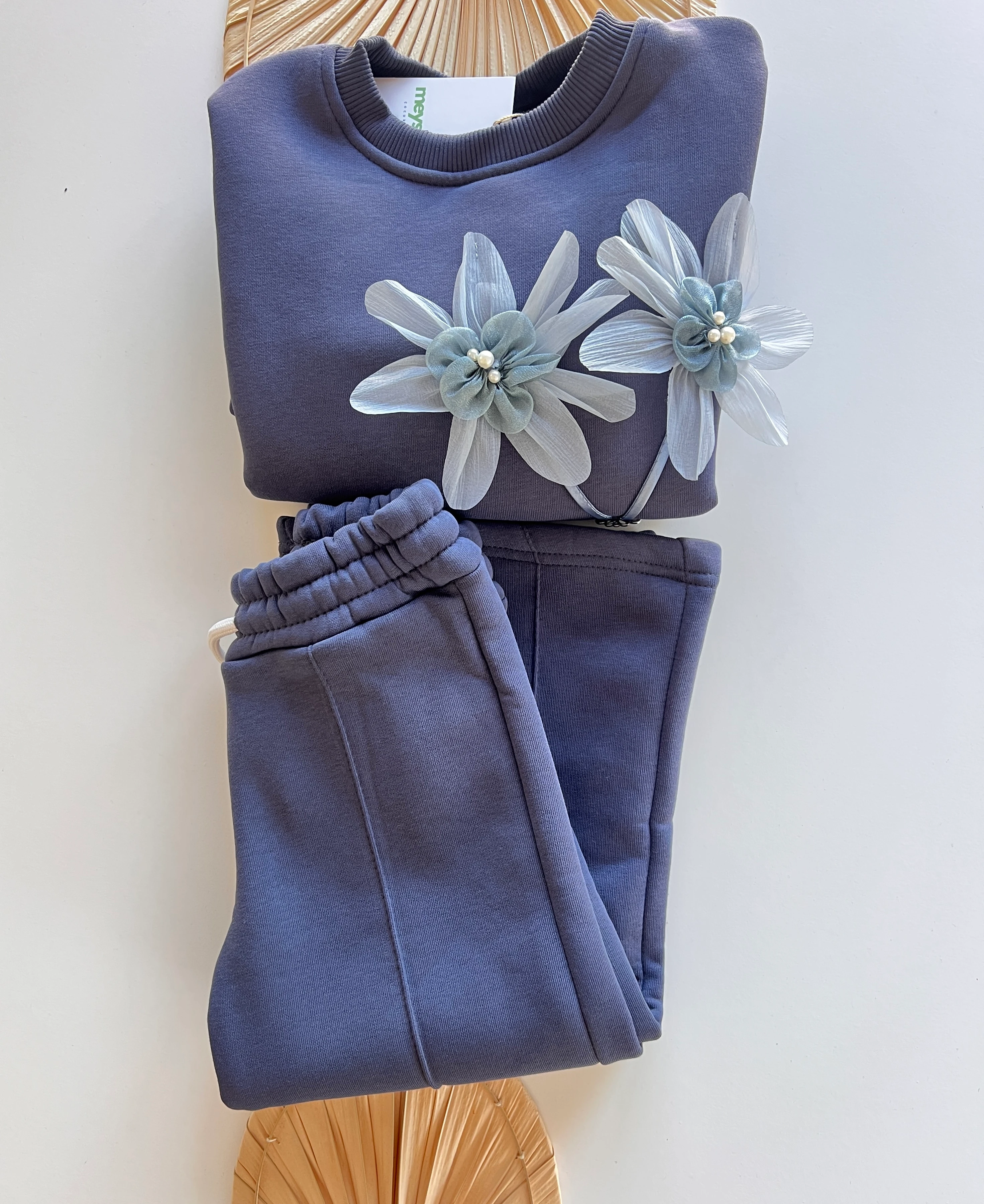 Kelebek Detaylı Şardonlu Kız Çocuk Takım 