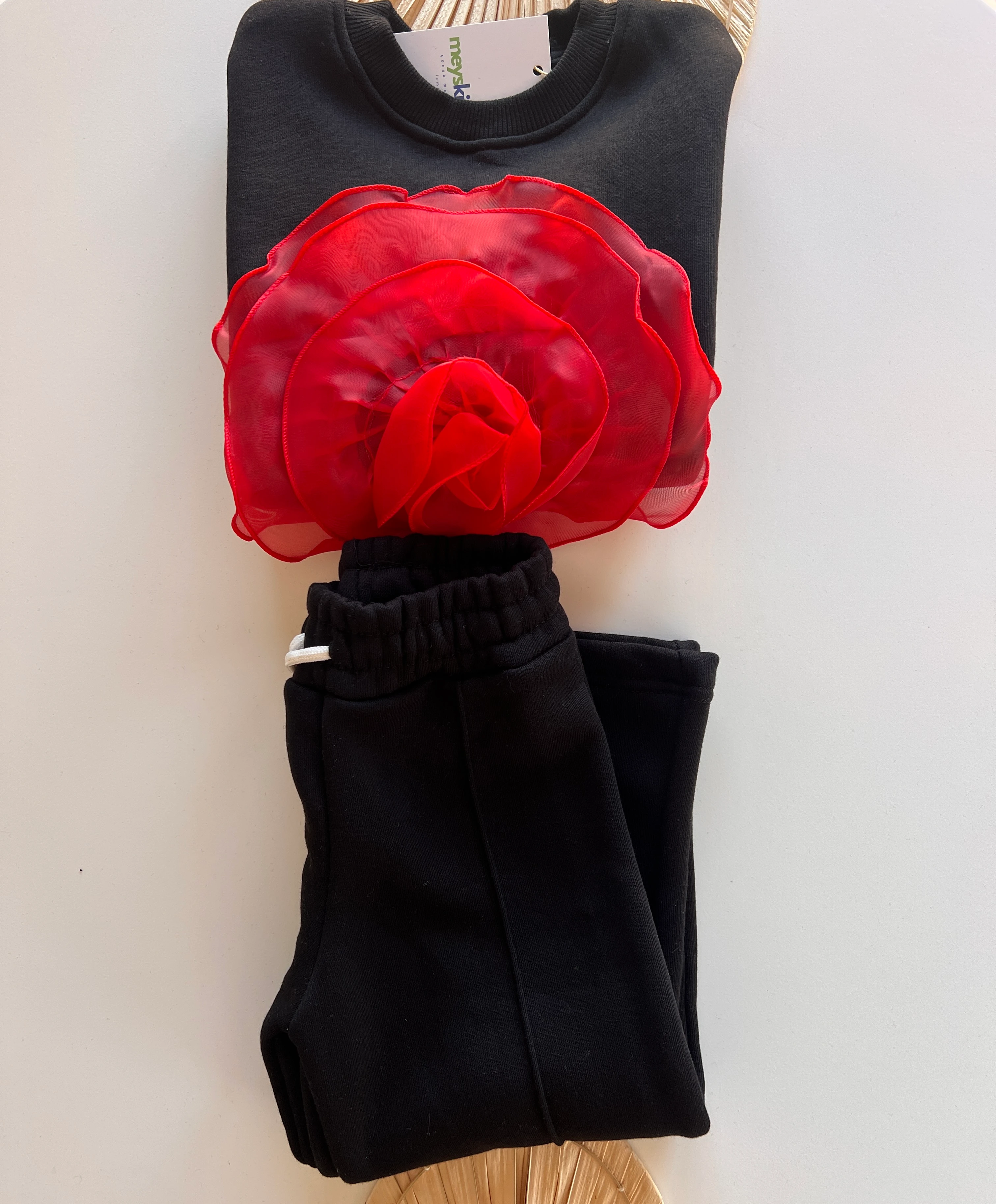 Gül Çiçeği Şardonlu Sweat  Takım