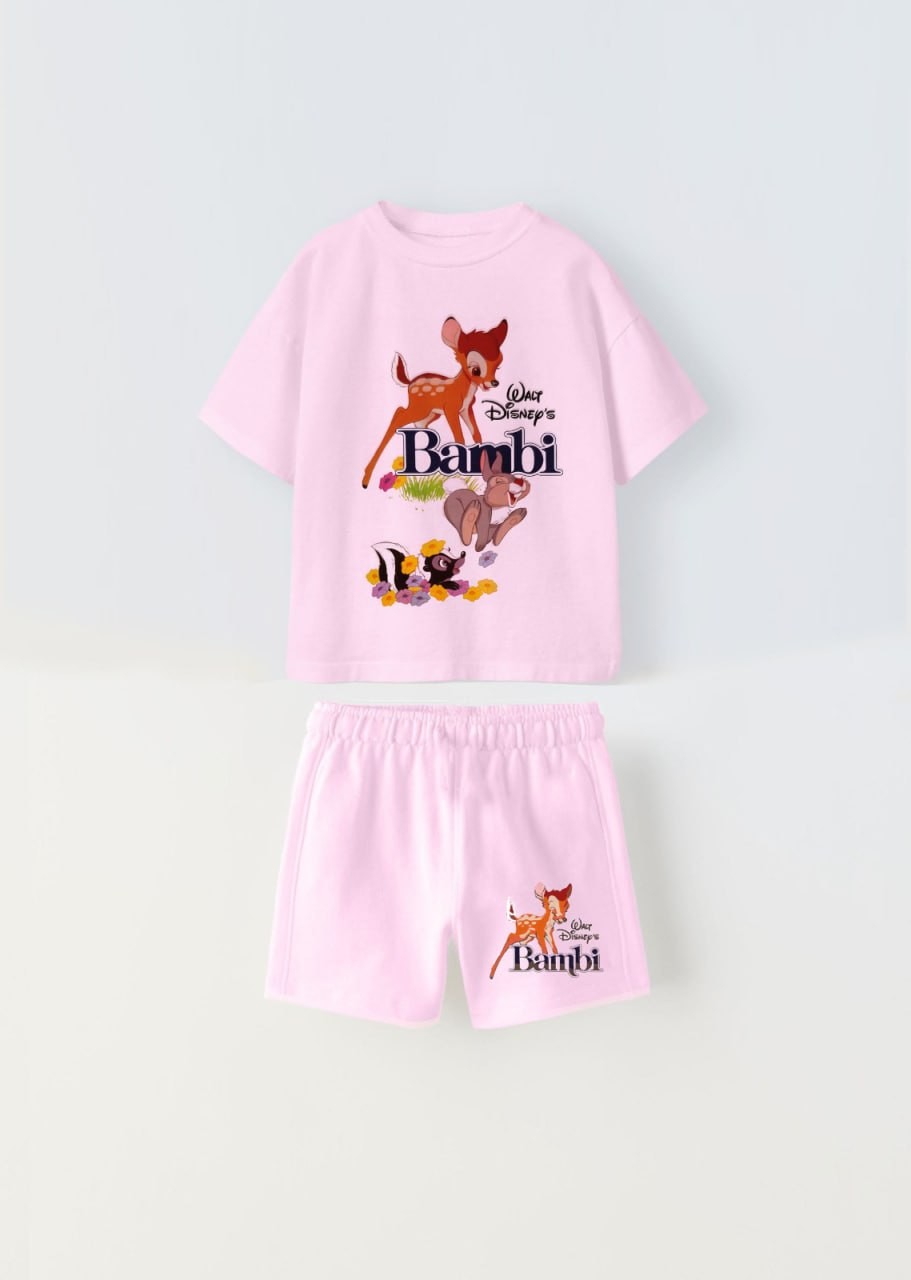 Bambi Karakter Baskılı Şortlu Kız Çocuk Takım 