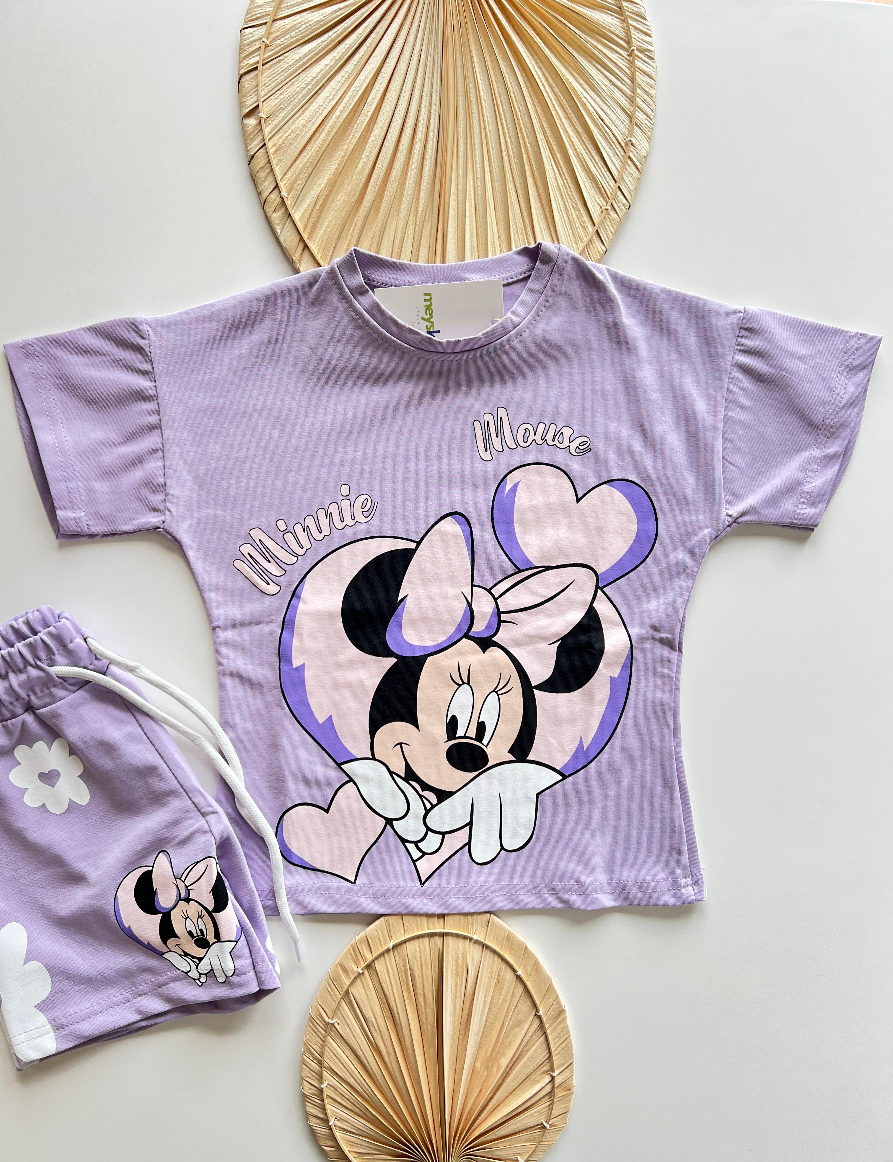 Kalpli Minnie Mouse Baskılı Kız Çocuk Takım