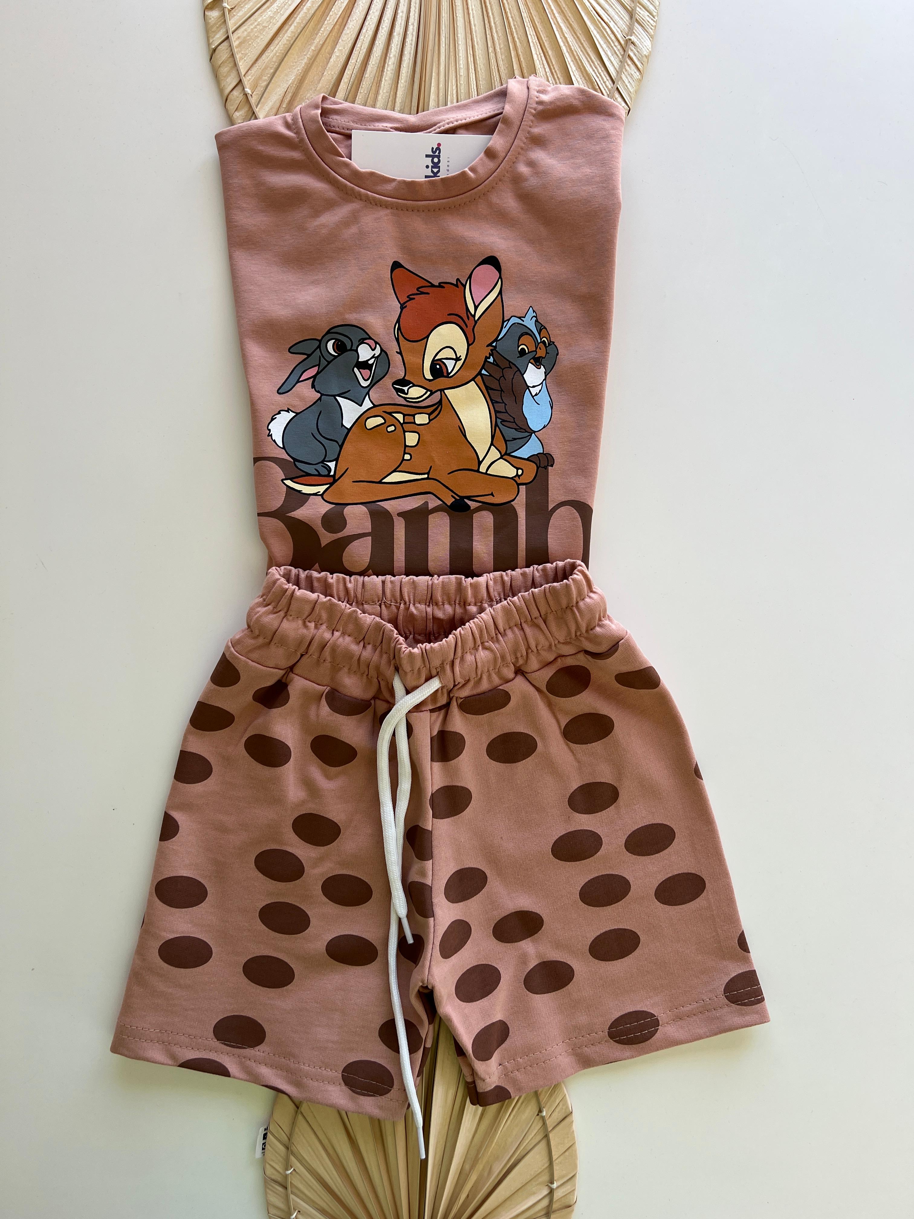 Puantiyeli Bambi Baskılı Kız Çocuk Takım 
