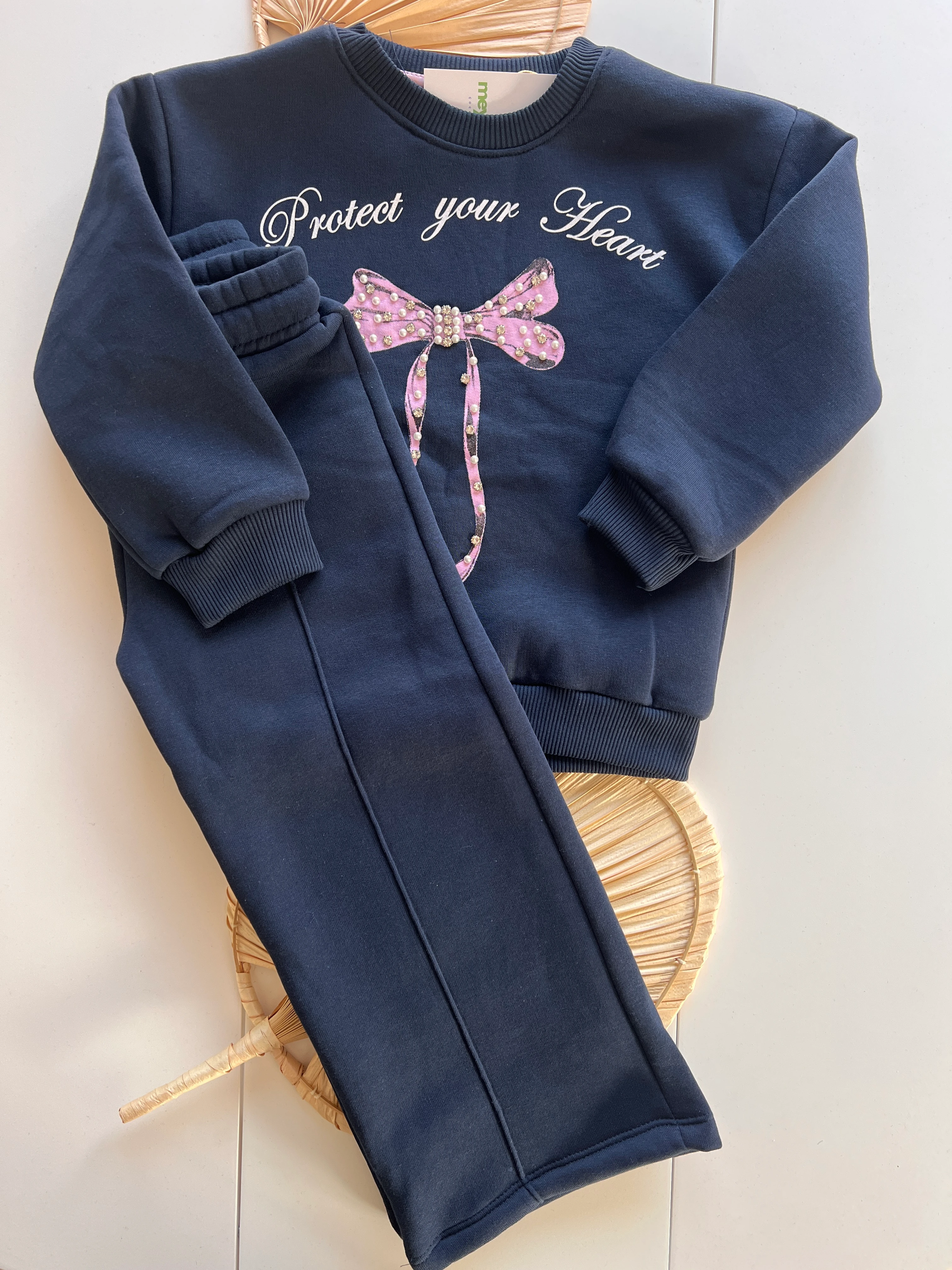 Protect Your Heart Baskılı Şardonlu Kız Çocuk Takım 