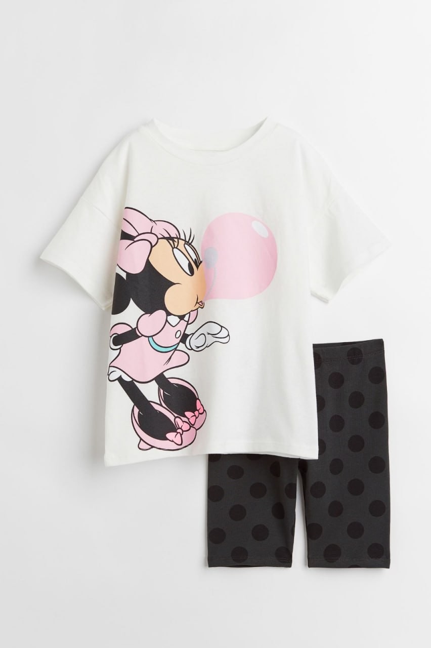 Minnie Karakter Baskılı Oversize Şortlu Kız Çocuk Takım