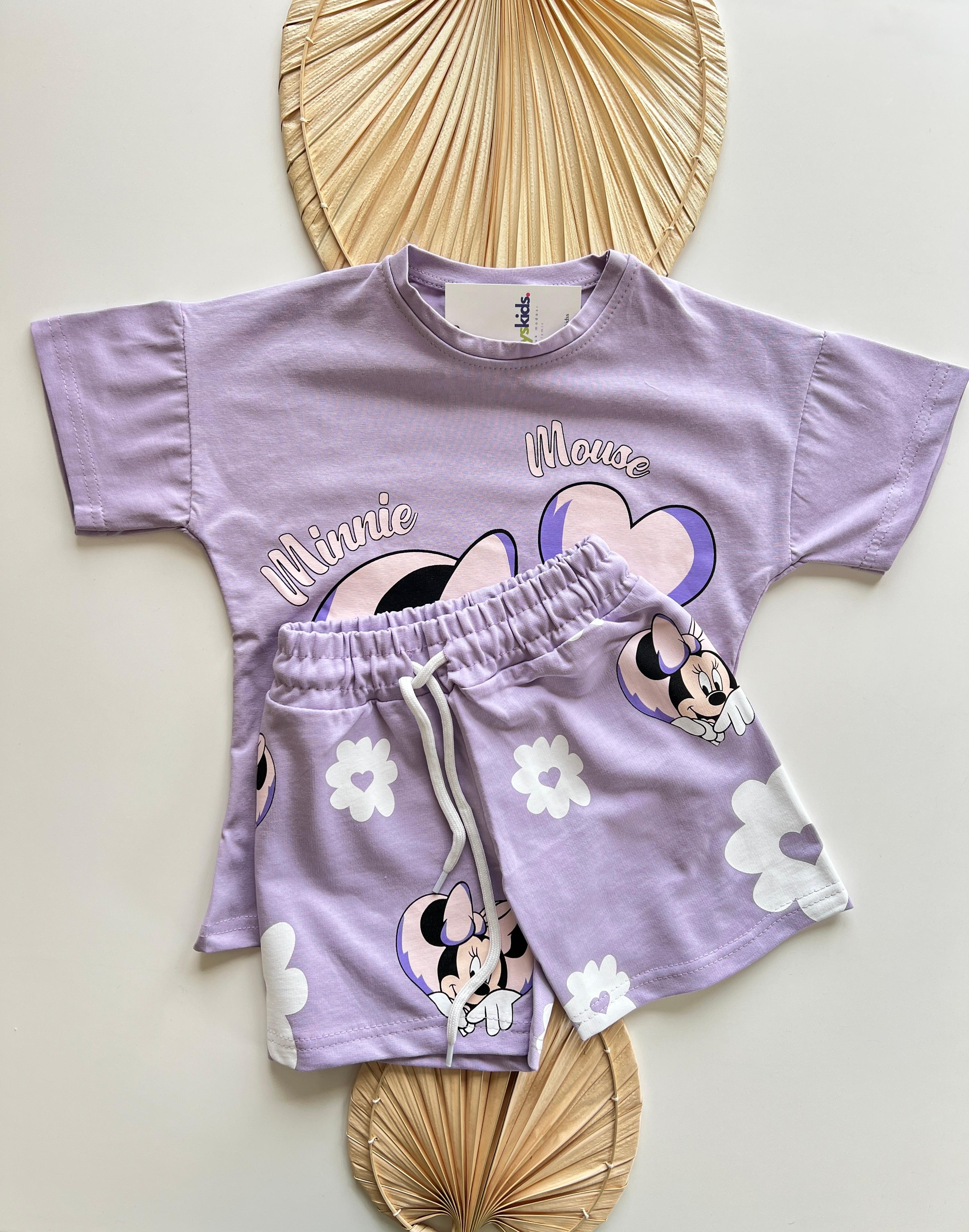 Kalpli Minnie Mouse Baskılı Kız Çocuk Takım