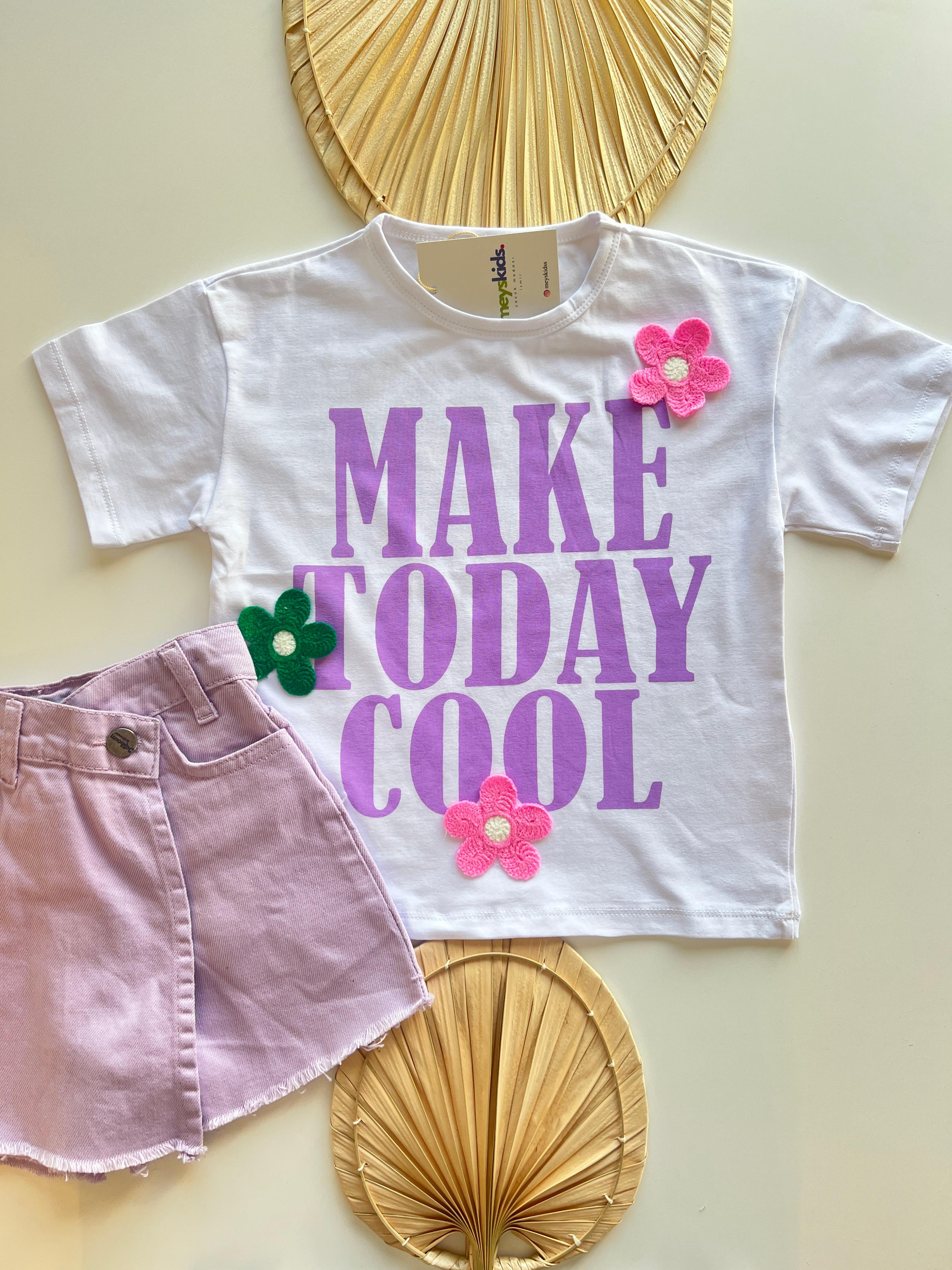 Make Today Cool Baskılı Şort Etekli Takım