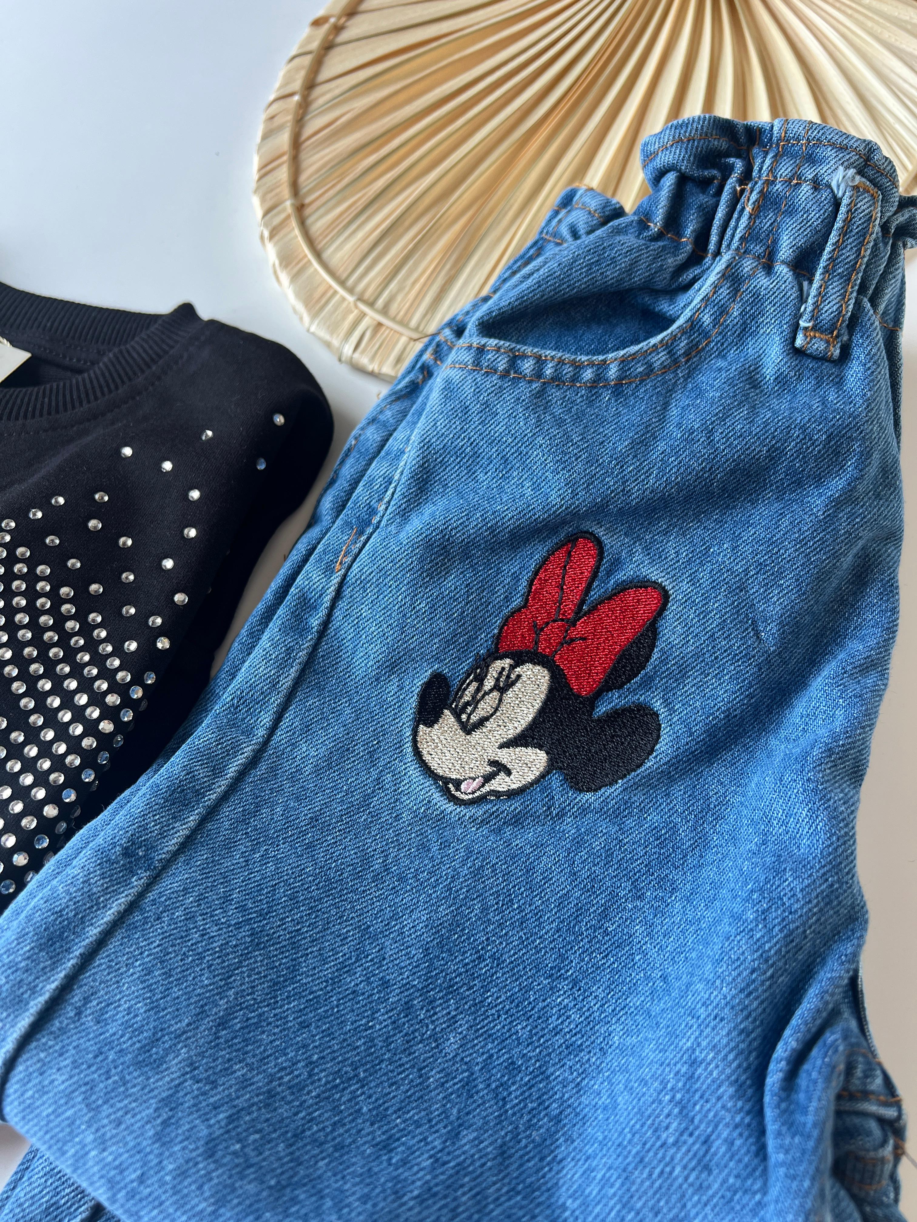 Minnie Mouse Pullu Kot Pantolonlu Kız Çocuk Takımı