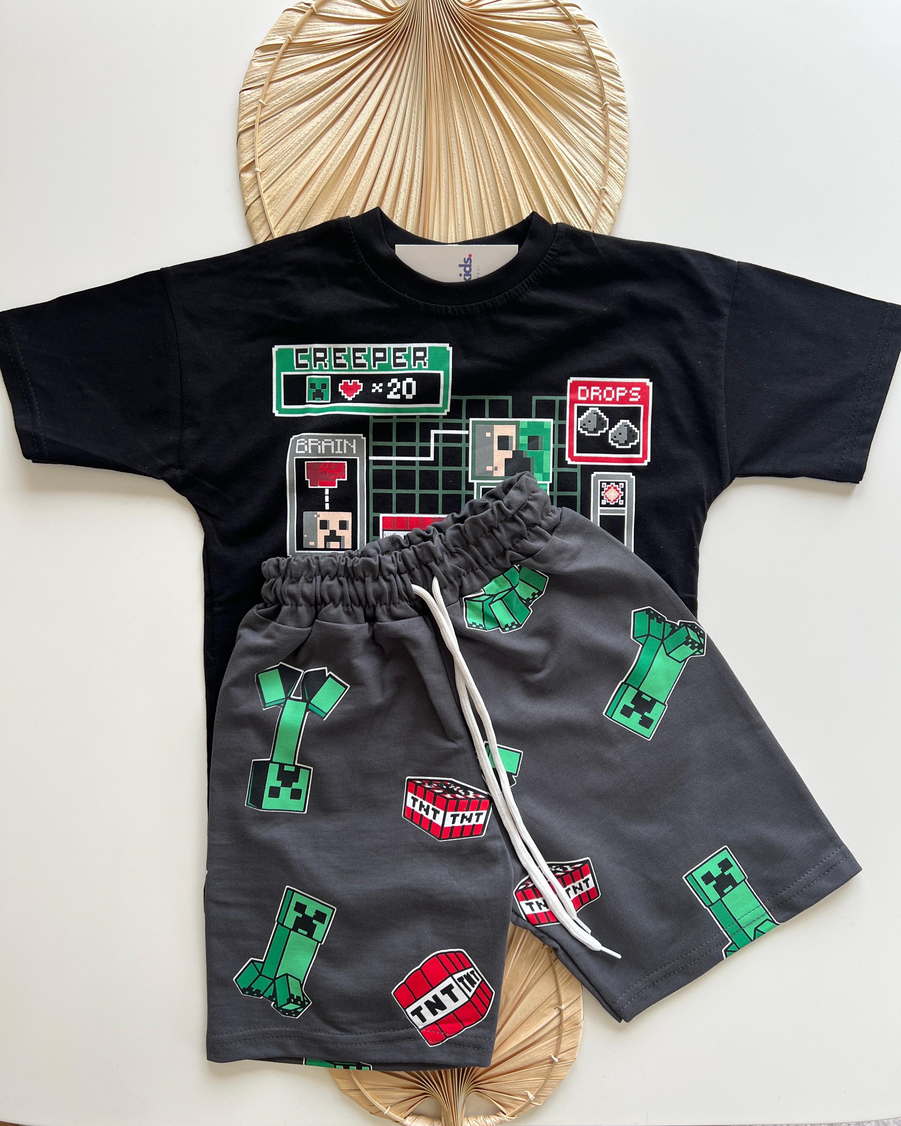 Creeper Tnt Baskılı Erkek Çocuk Takım
