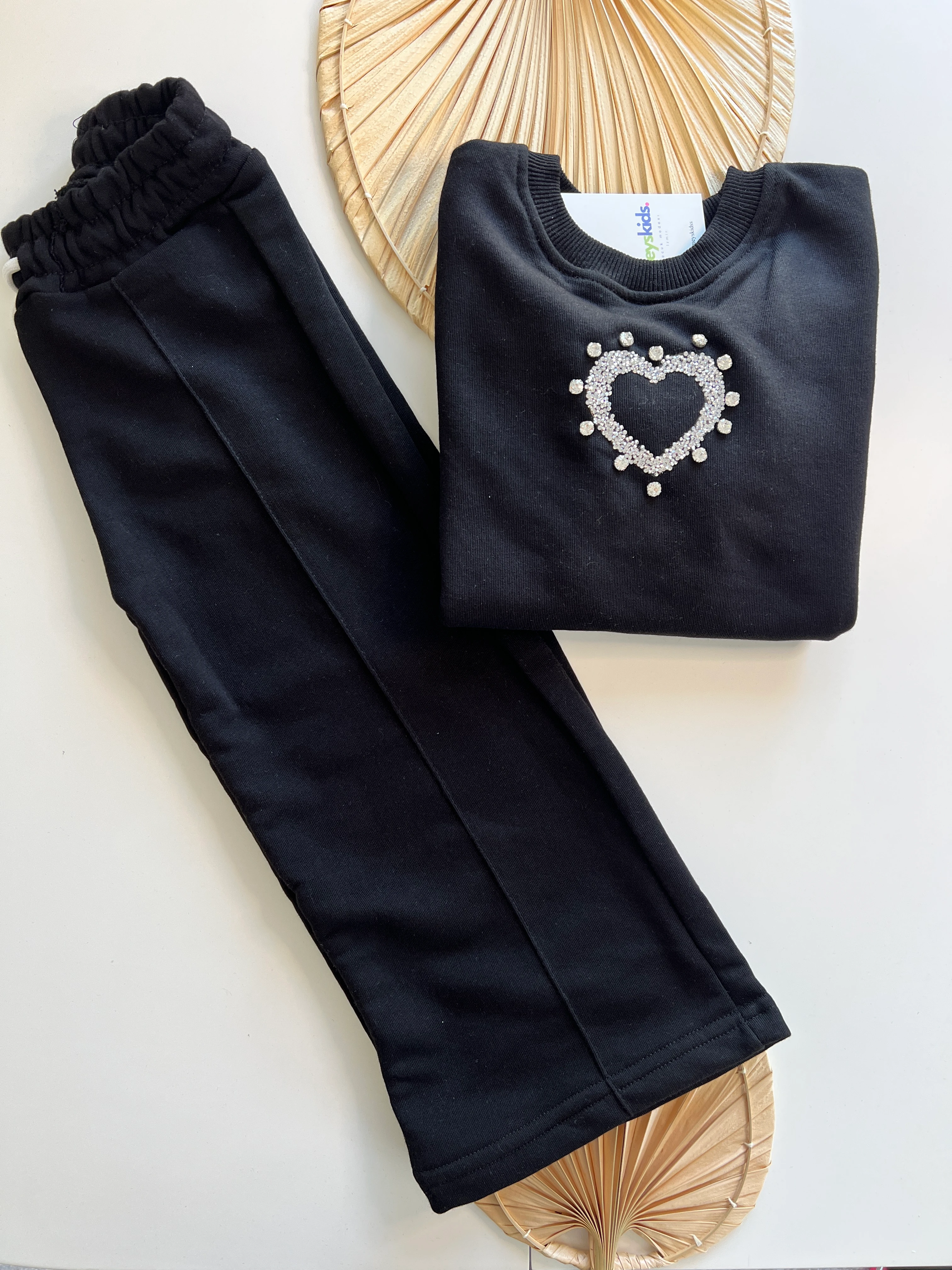 Taşlı Kalpli Kız Çocuk Takım 