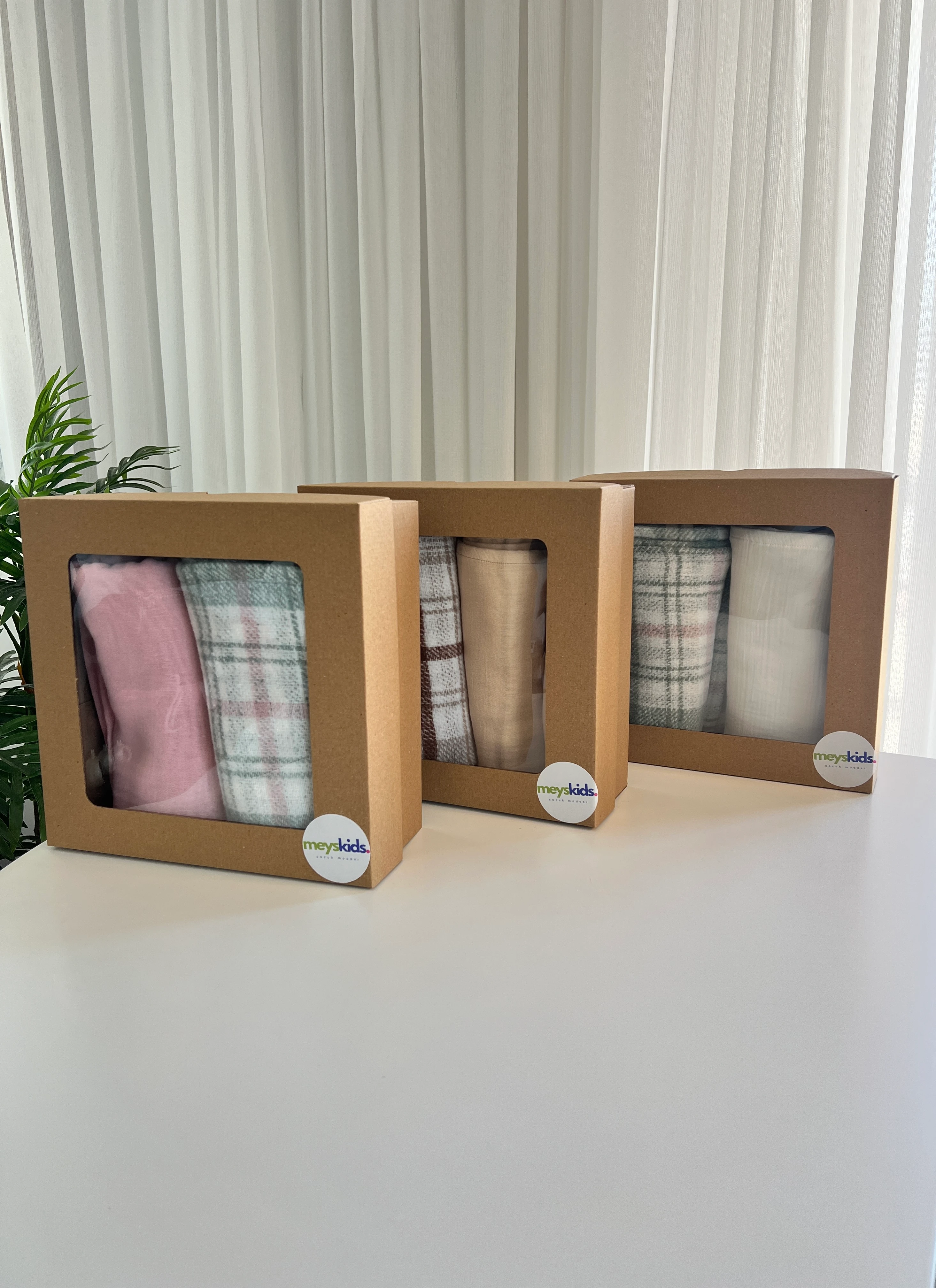 Soft Kare Desen & Müslin Battaniye 3'lü Set