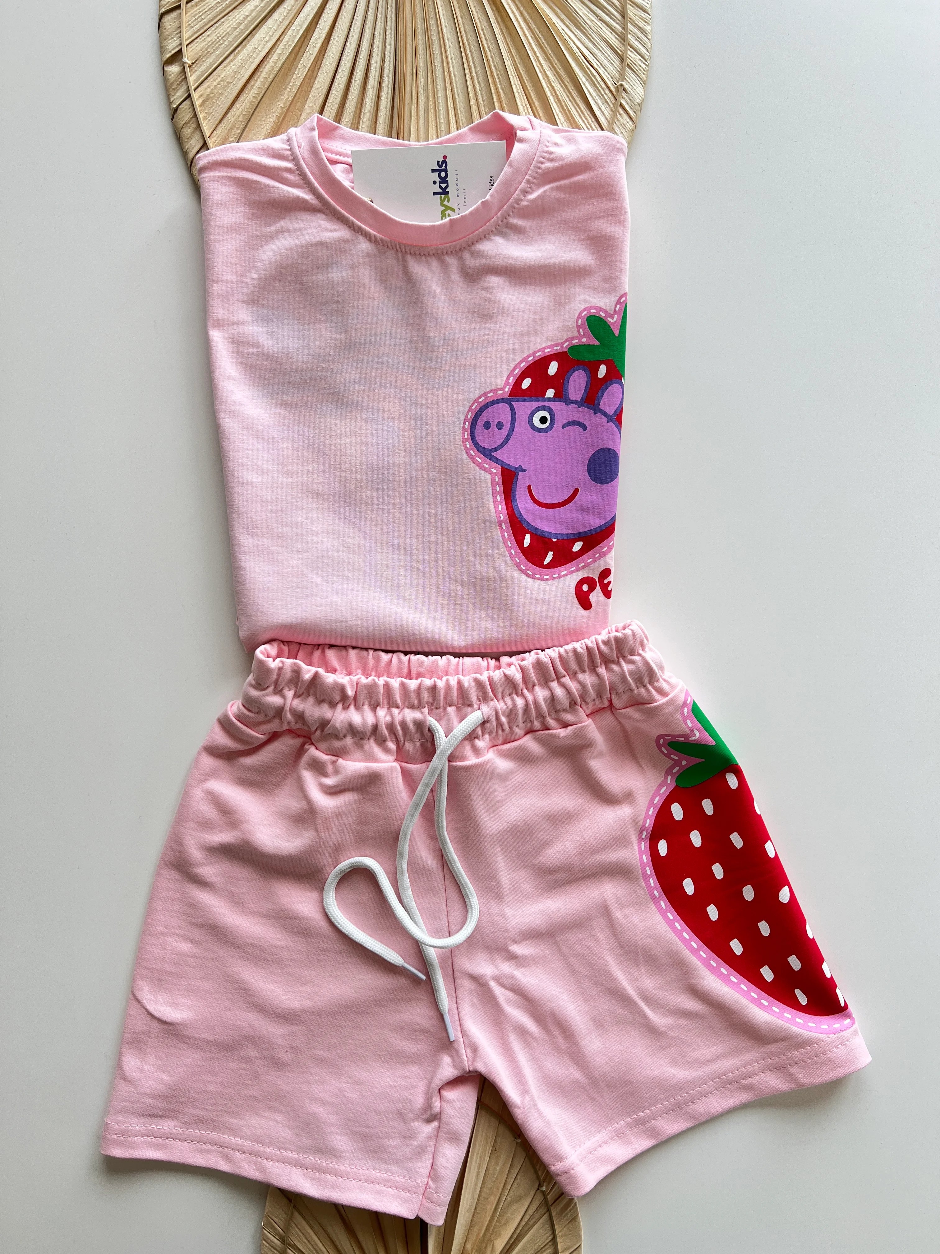 Peppa Çilek Baskılı Kız Çocuk Takım
