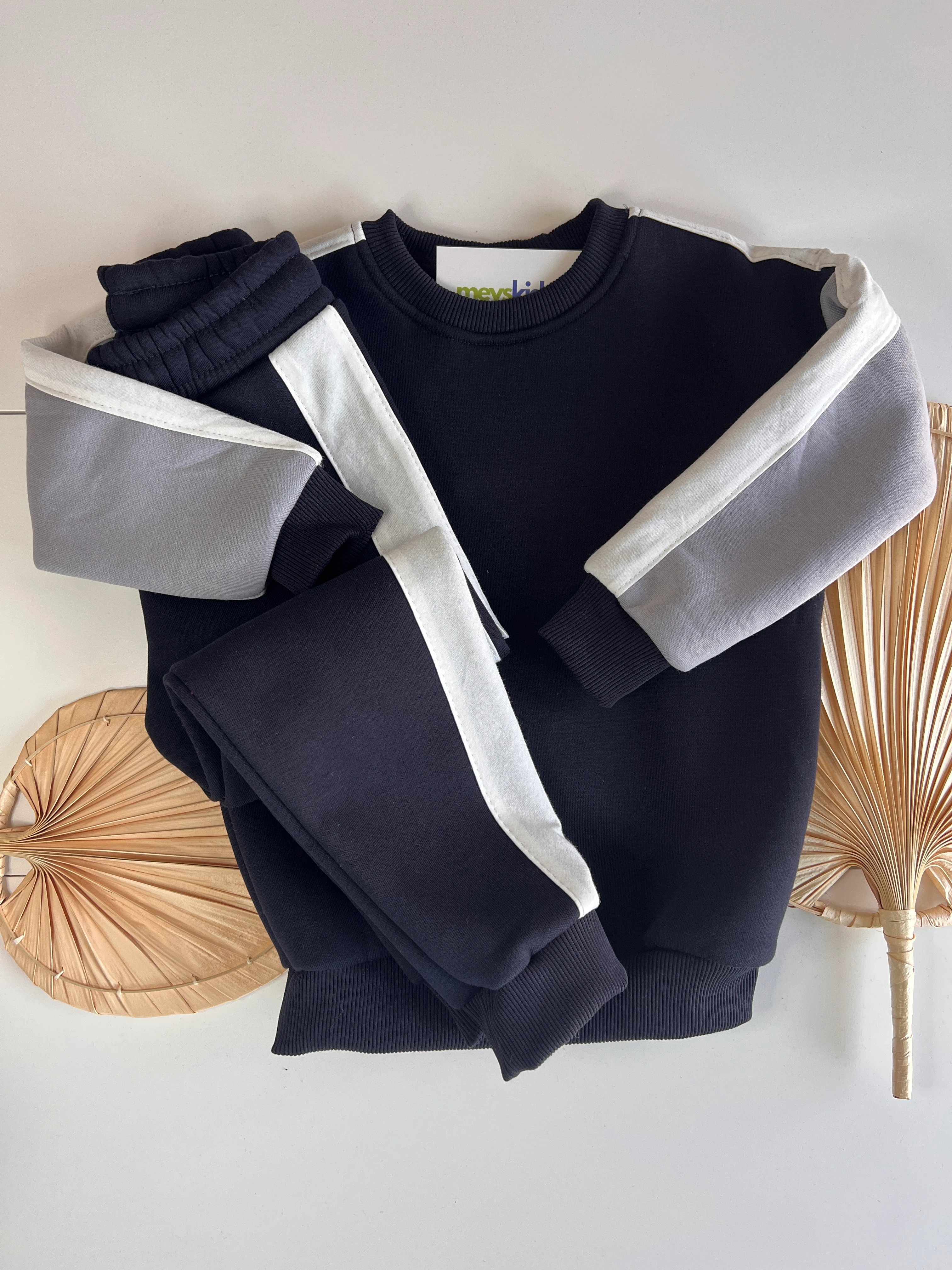 Renk Bloklu Şardonlu Erkek Çocuk Takım