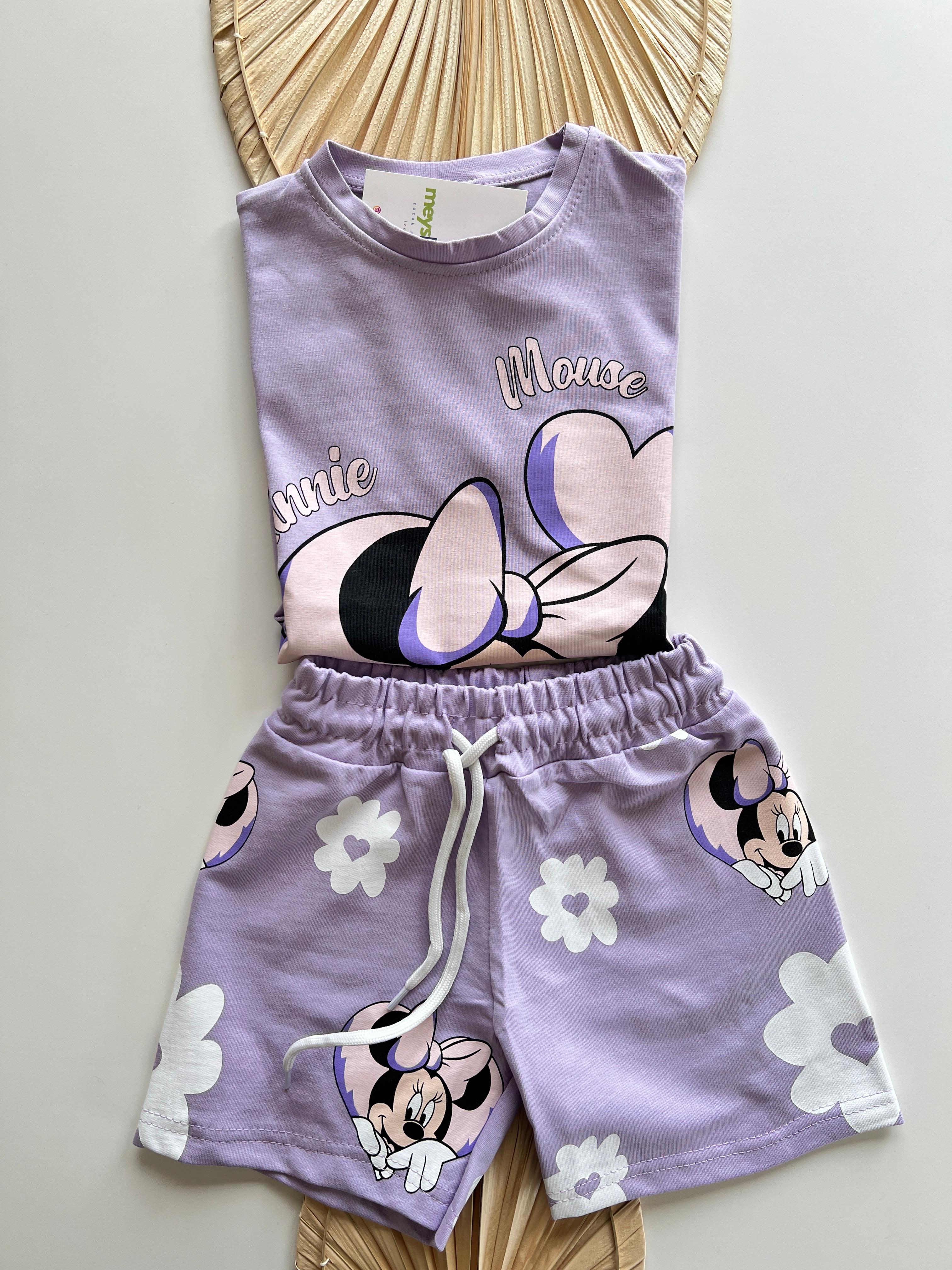 Kalpli Minnie Mouse Baskılı Kız Çocuk Takım