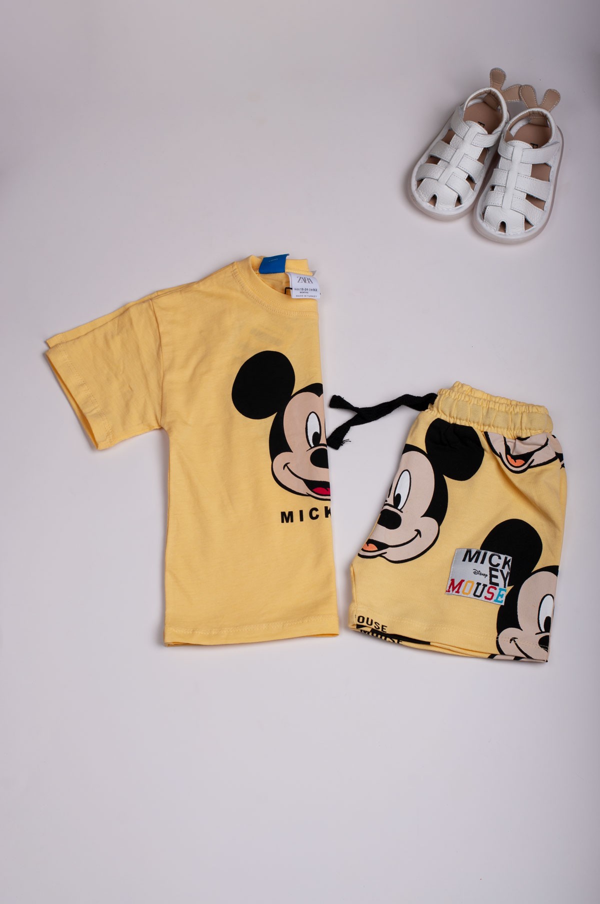 Mickeymouse Baskılı Düz Erkek Çocuk Şortlu Takım