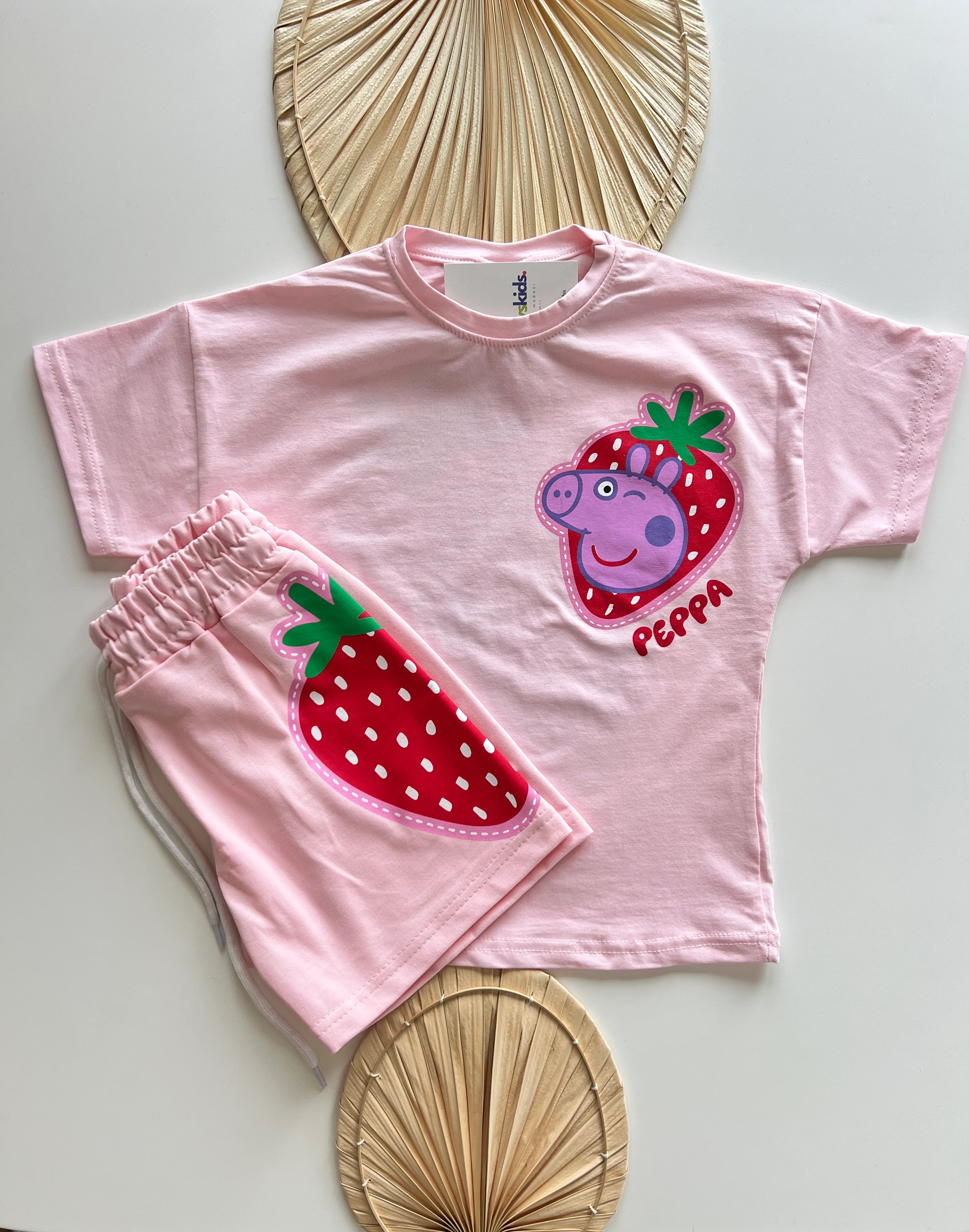 Peppa Çilek Baskılı Kız Çocuk Takım