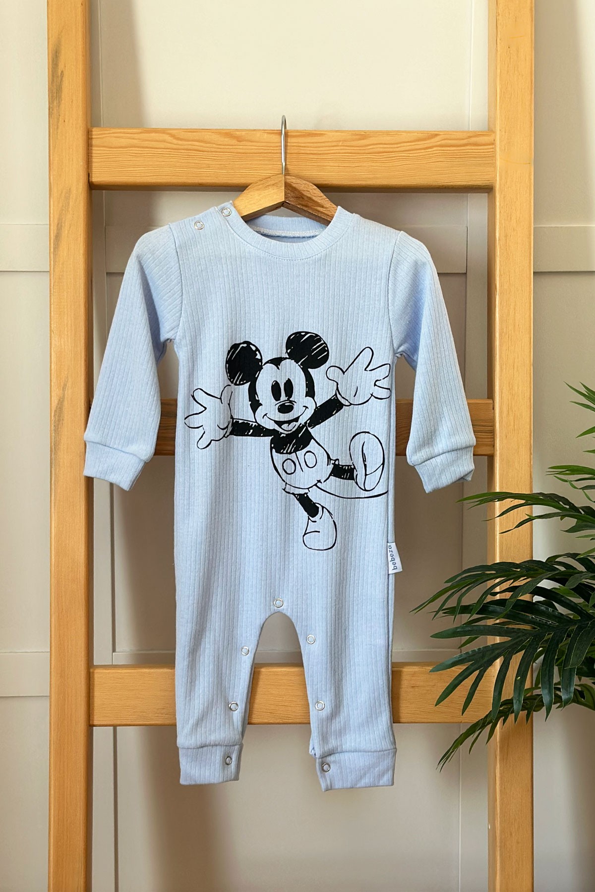 Mickey Mouse Baskılı Erkek Bebek Tulum