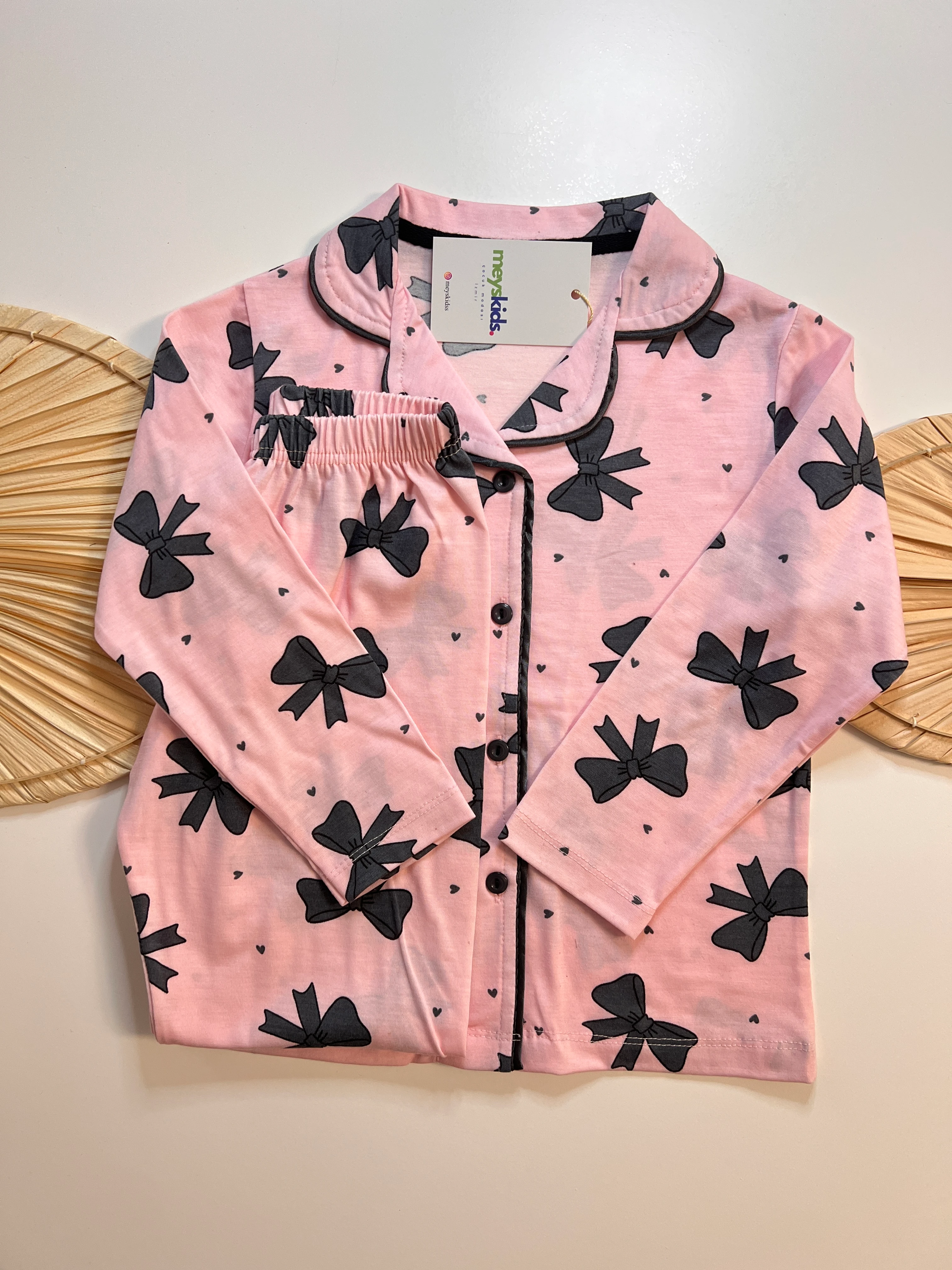 Sevimli Kız Çocuk Pijama Takımı - Antrasit