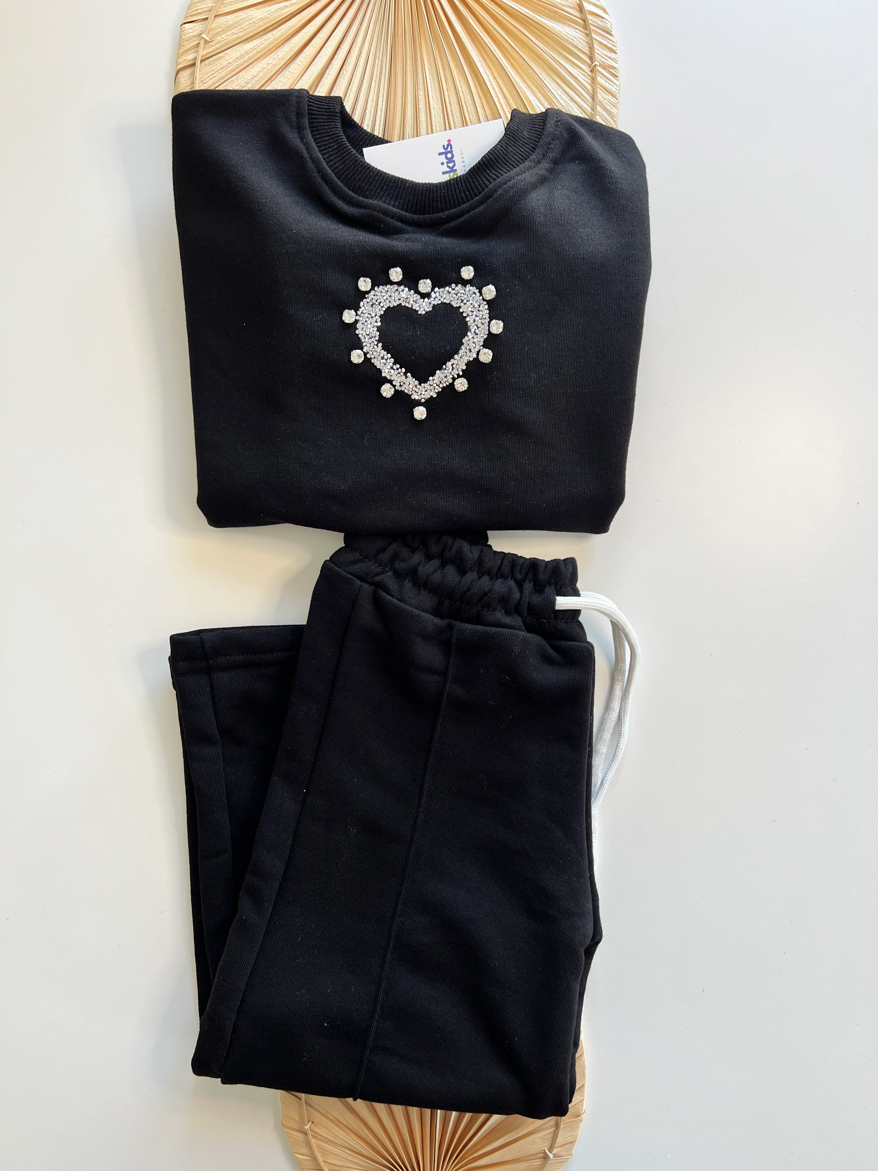 Taşlı Kalpli Kız Çocuk Takım 