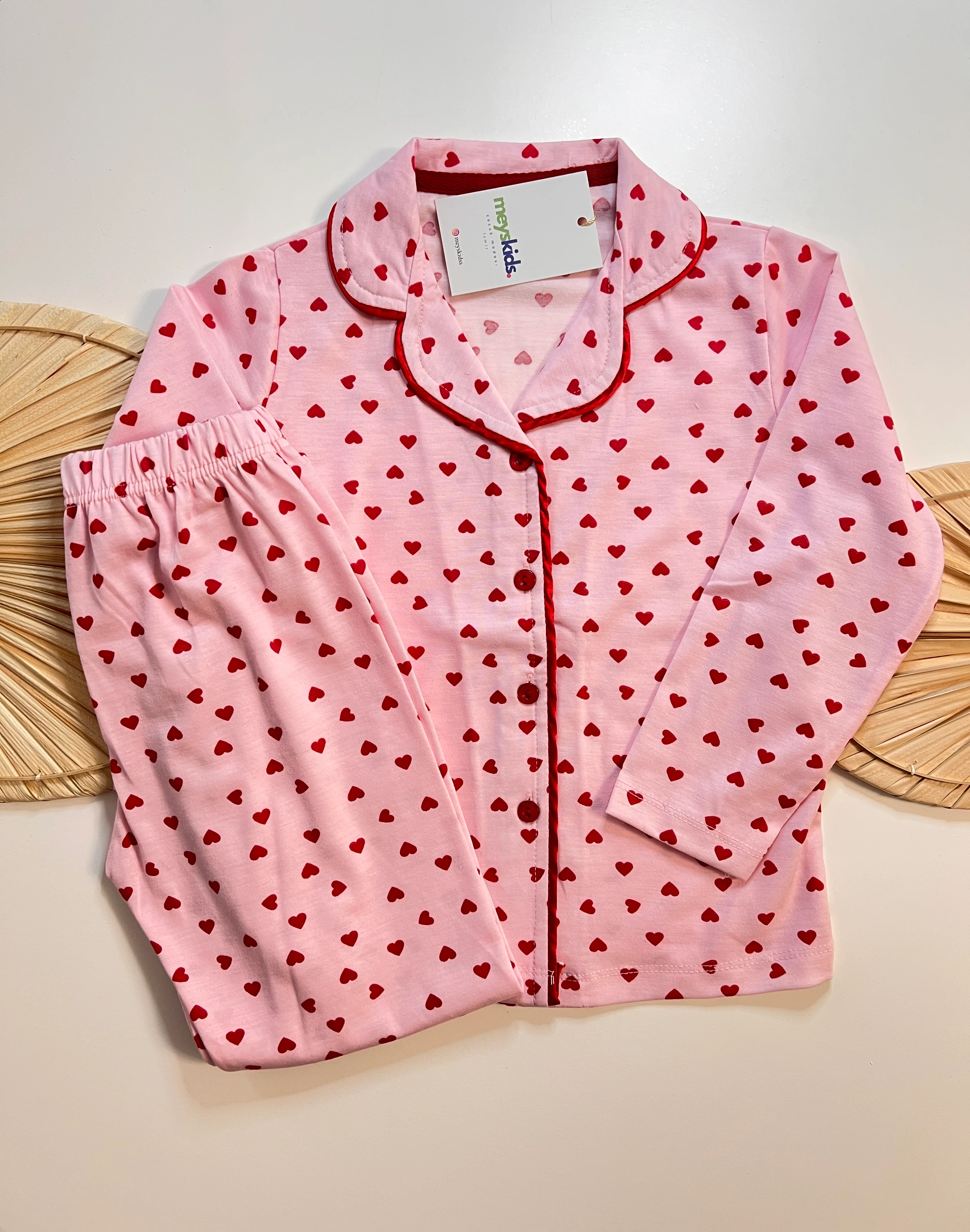 Sevimli Kız Çocuk Pijama Takımı - kırmızı