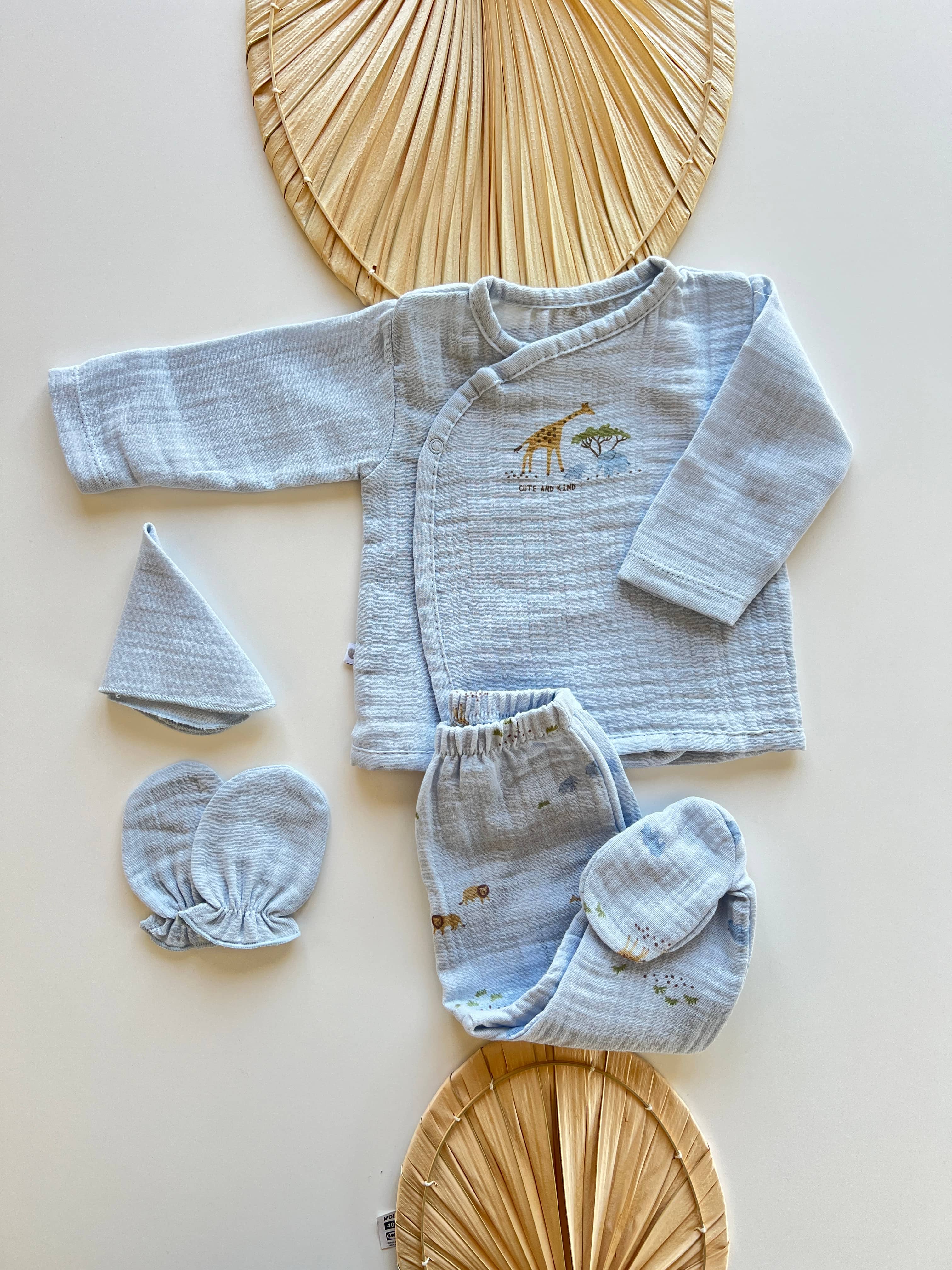 Cute And Kind Müslin Hastane Çıkışı 10'lu Set - Mavi