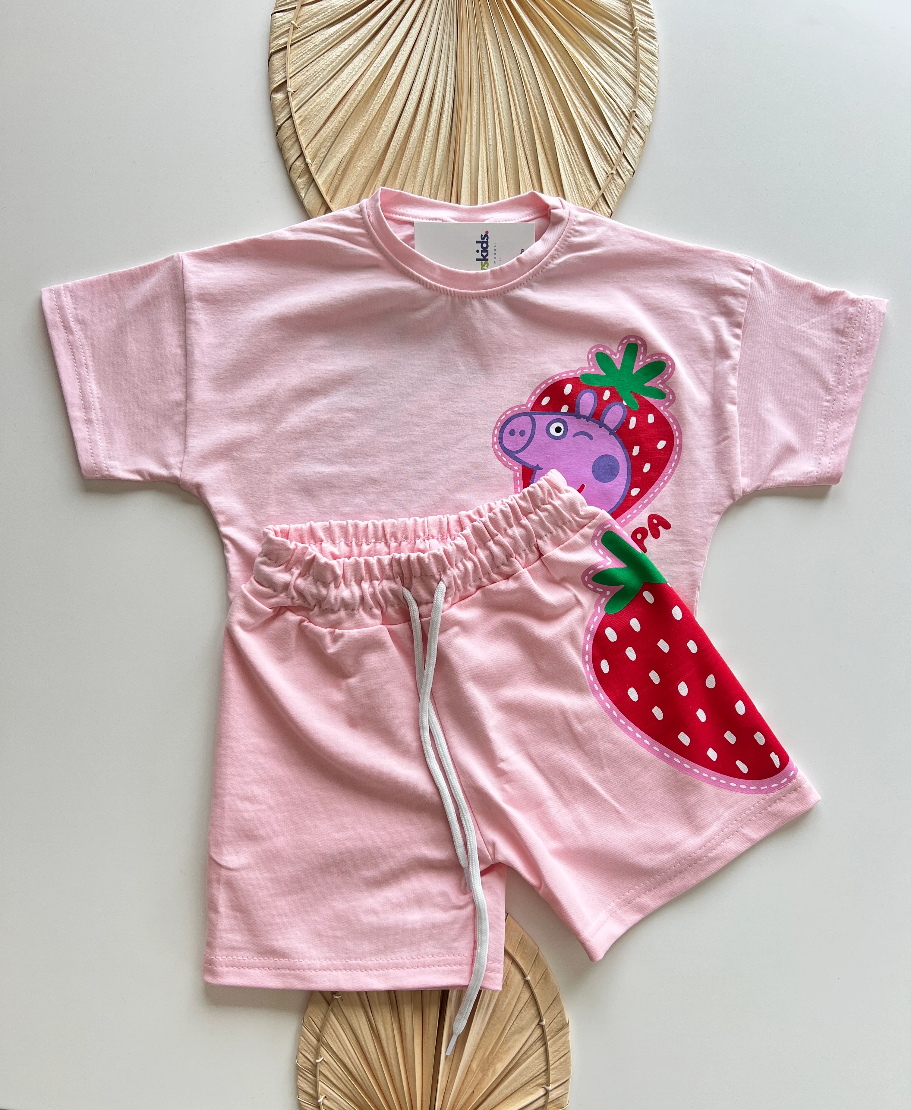 Peppa Çilek Baskılı Kız Çocuk Takım