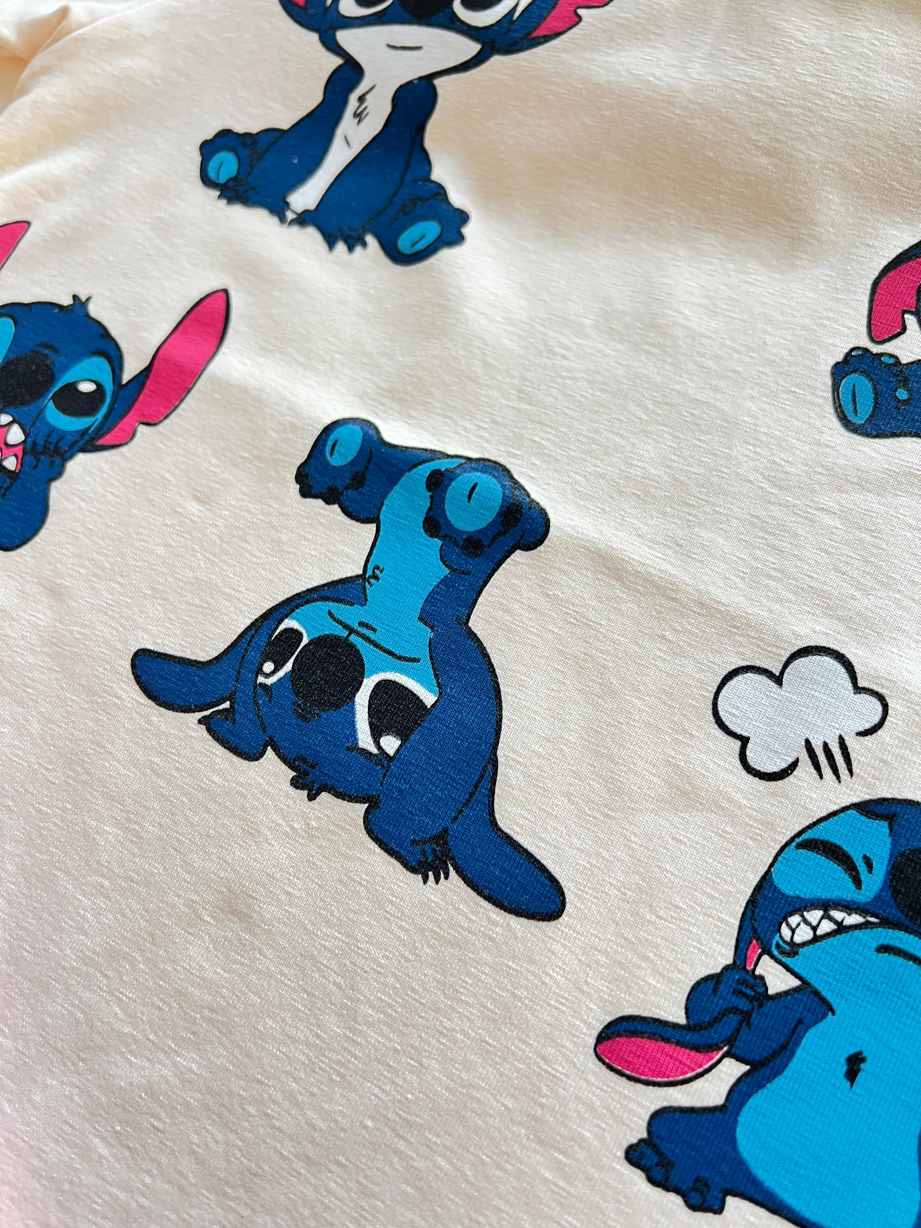 Stitch Baskılı Kot Şort Etekli Takım