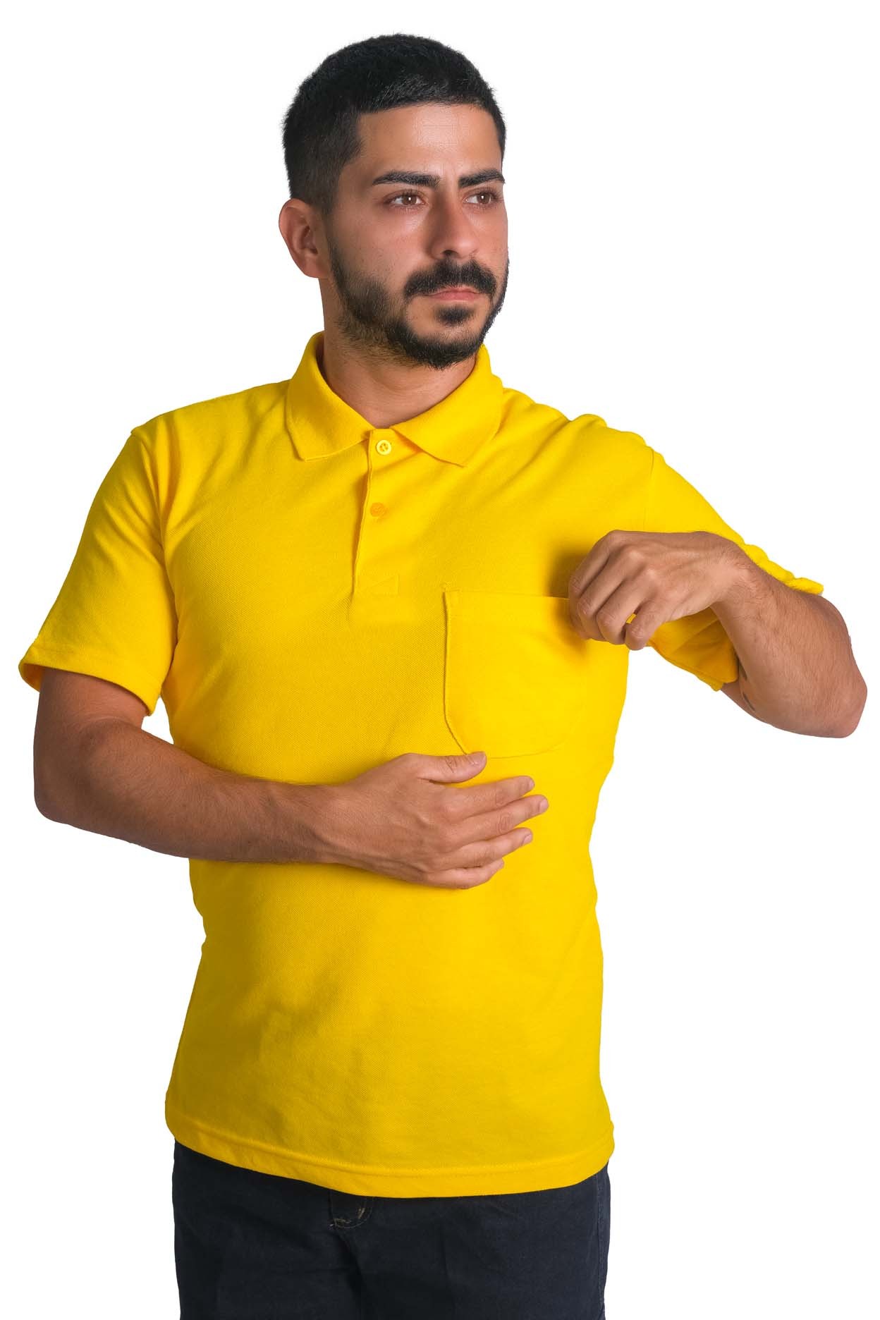 Polo Yaka Open-End T-shirt  Cepli  10 Adet Fiyatıdır - SARI