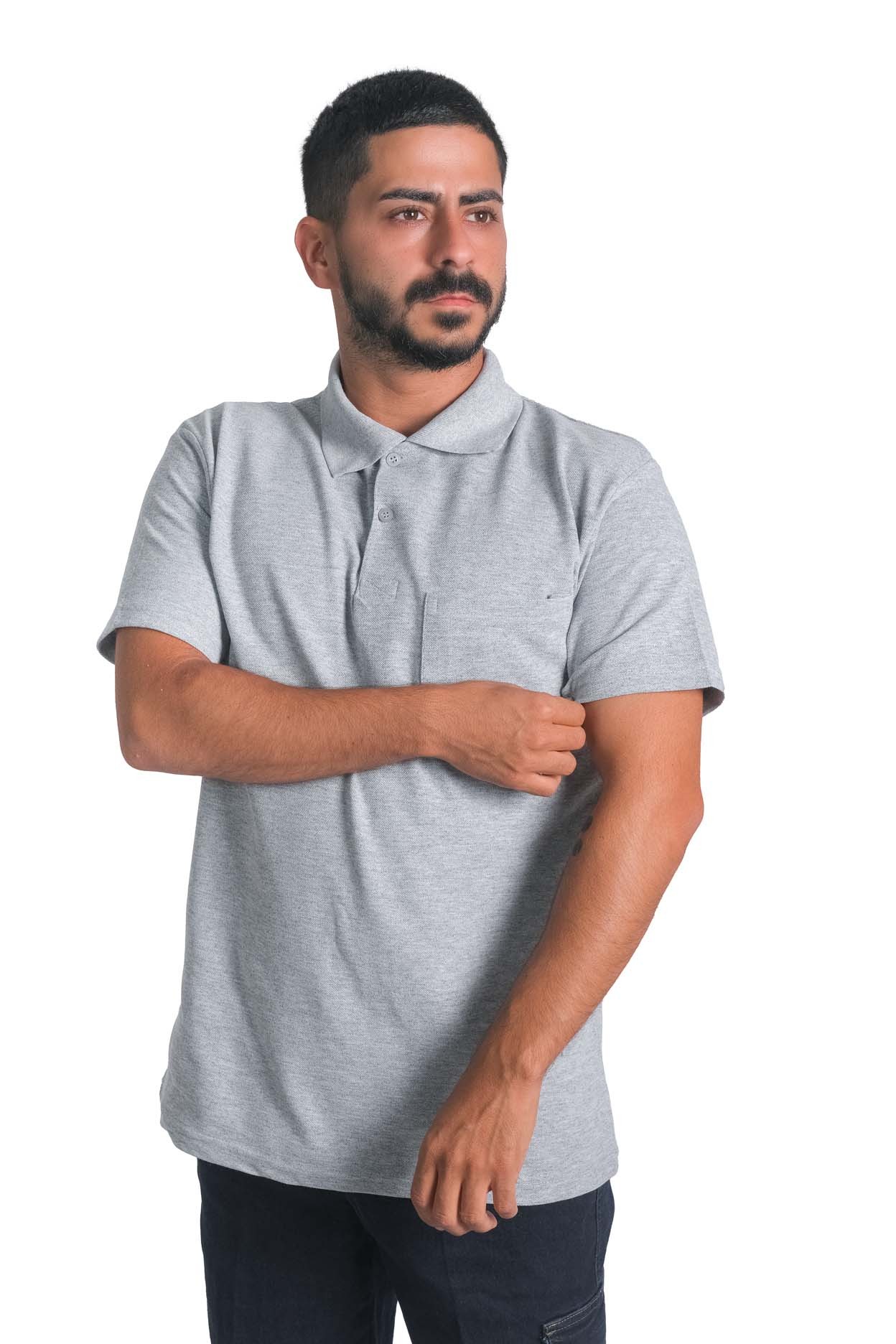 Polo Yaka Open-End T-shirt  Cepli  10 Adet Fiyatıdır - GRİ