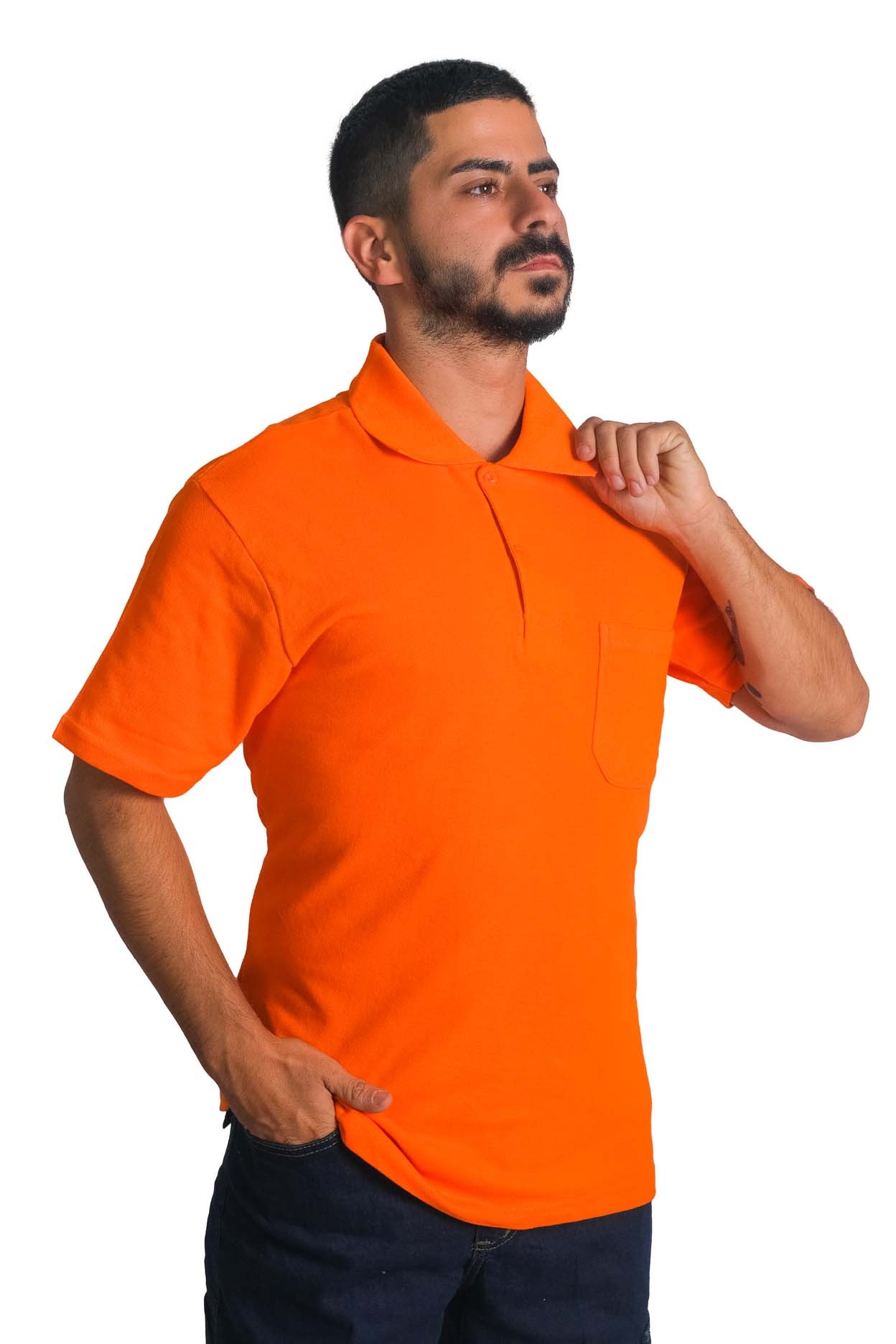 Polo Yaka Open-End T-shirt  Cepli  10 Adet Fiyatıdır - TURUNCU