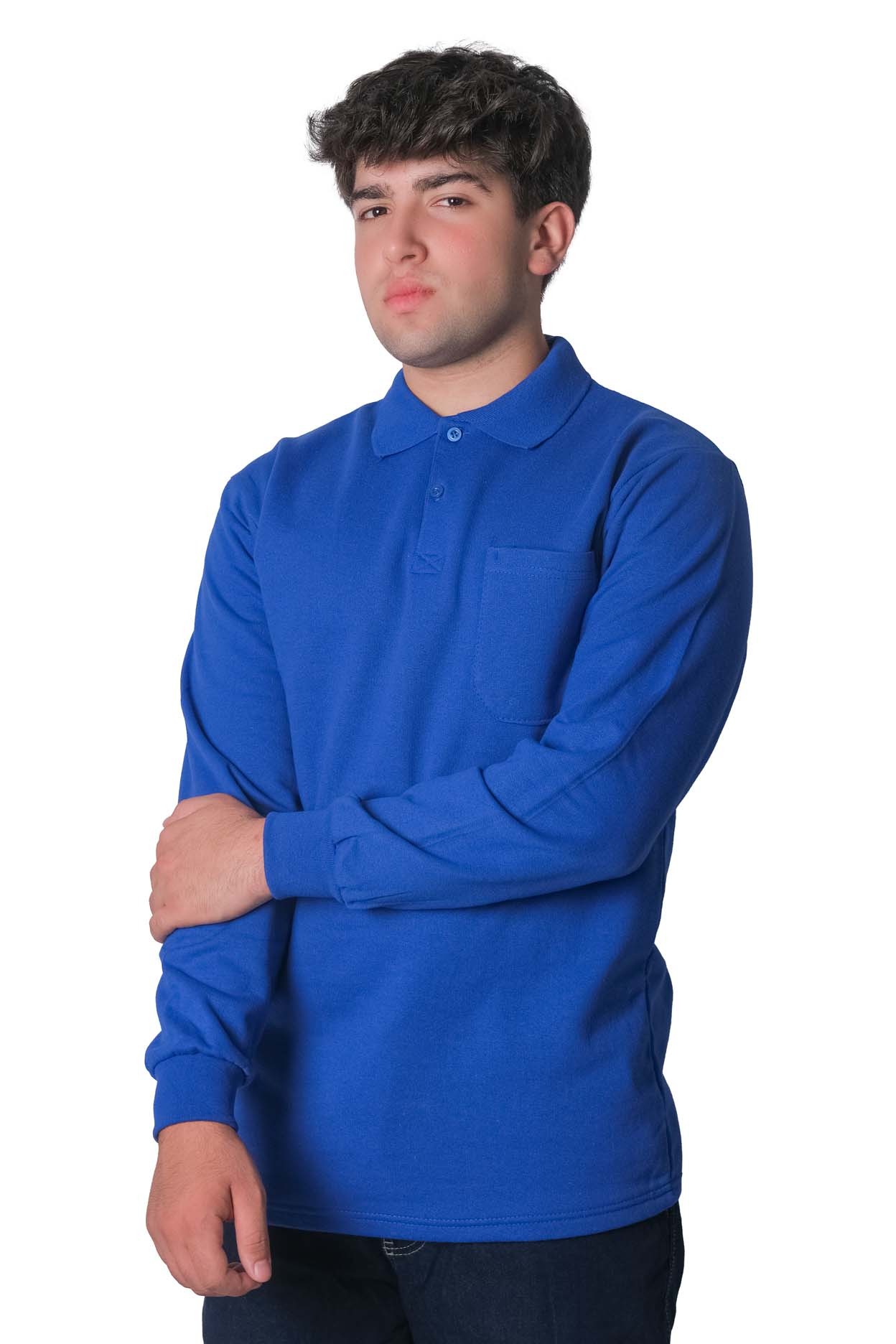 Polo Yaka İki İplik Sweatshirt 10 Adet Fiyatıdır - SAX MAVİSİ