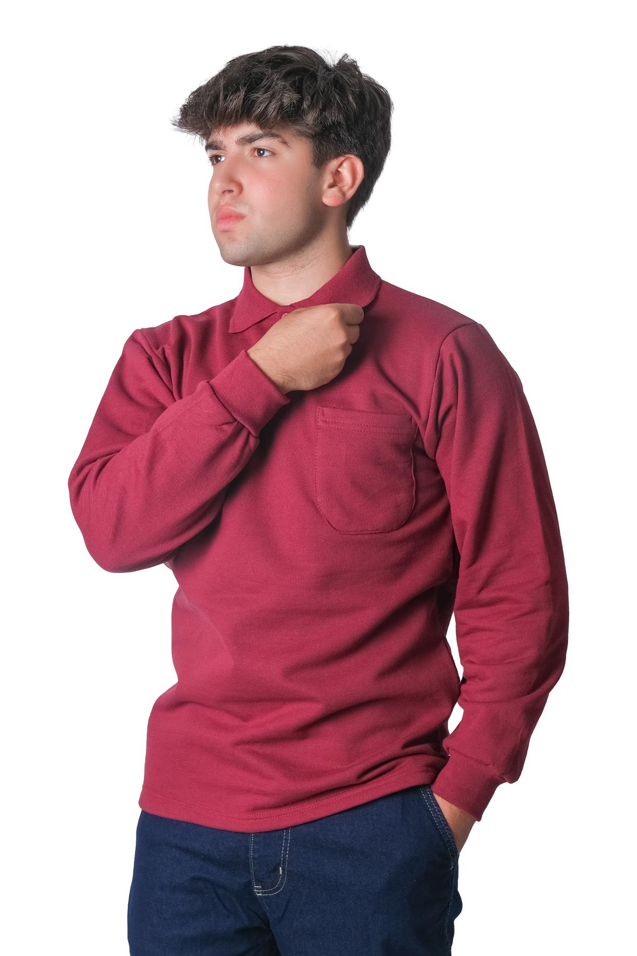 Polo Yaka İki İplik Sweatshirt 10 Adet Fiyatıdır - BORDO