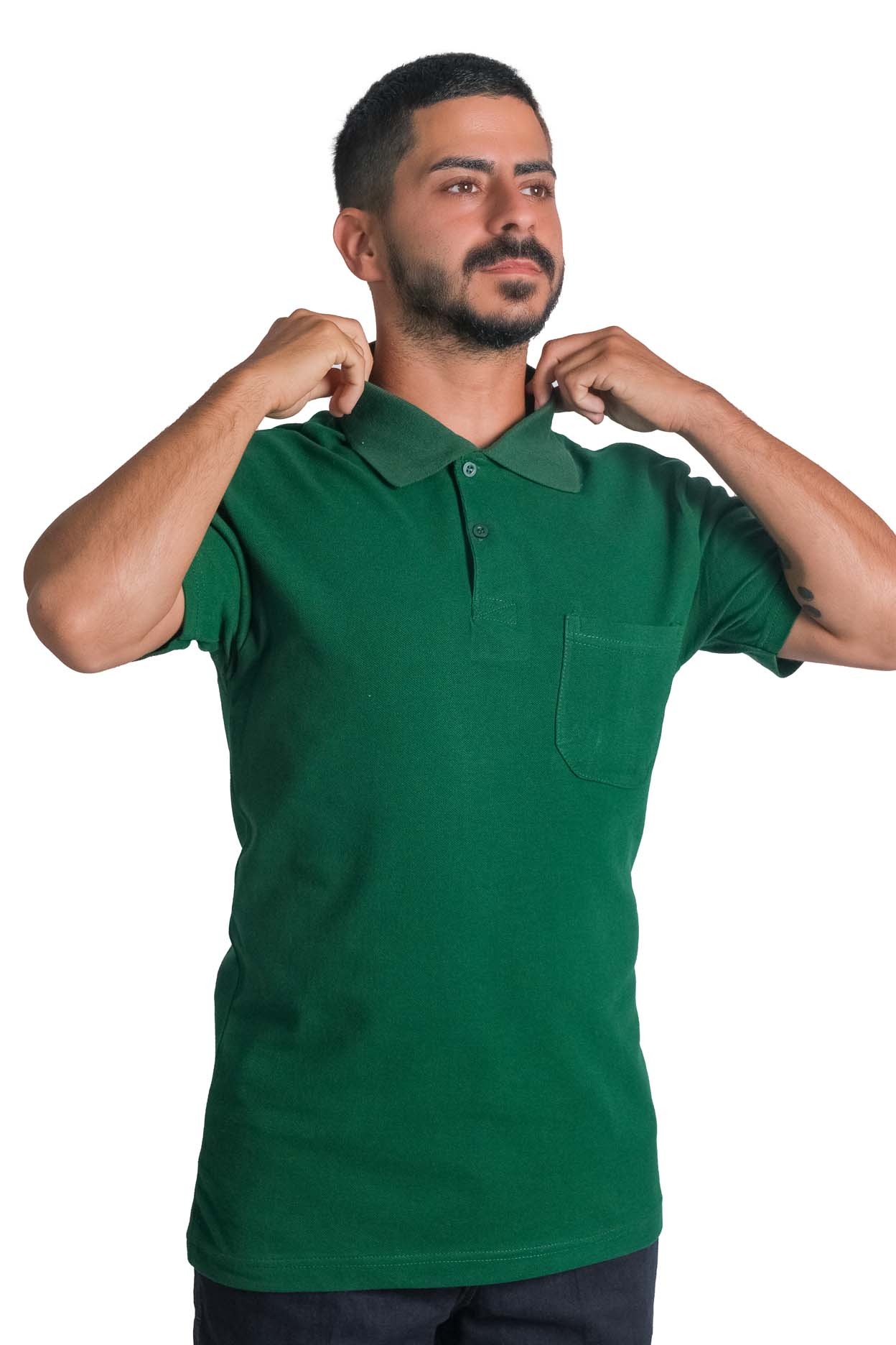 Polo Yaka Open-End T-shirt  Cepli  10 Adet Fiyatıdır - KOYU YEŞİL