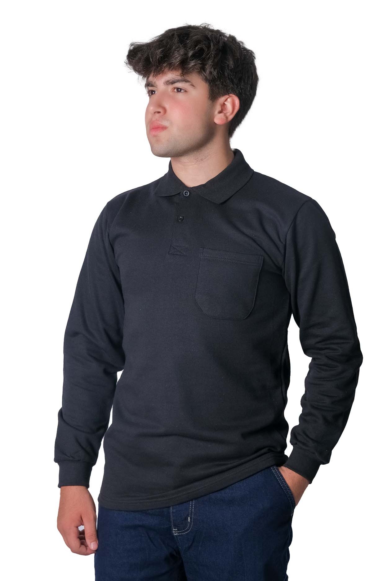 Polo Yaka İki İplik Sweatshirt 10 Adet Fiyatıdır - SİYAH