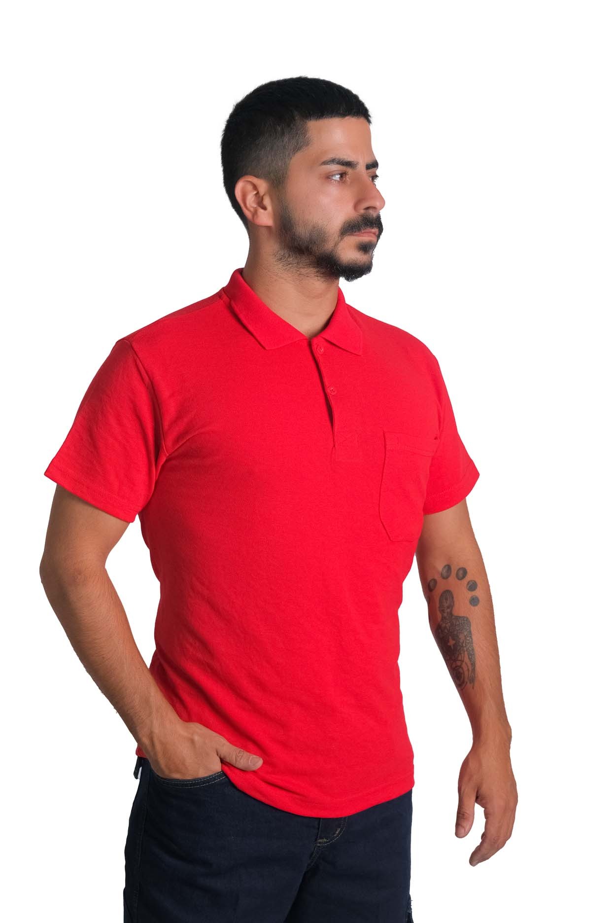 Polo Yaka Open-End T-shirt  Cepli  10 Adet Fiyatıdır - KIRMIZI