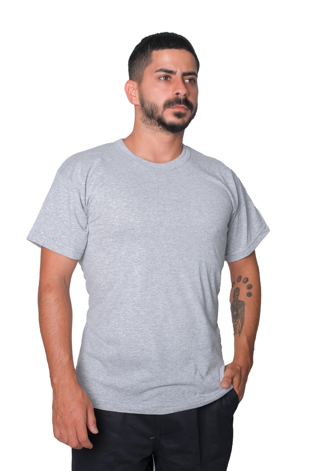  Sıfır Yaka Süprem T-shirt  - GRİ