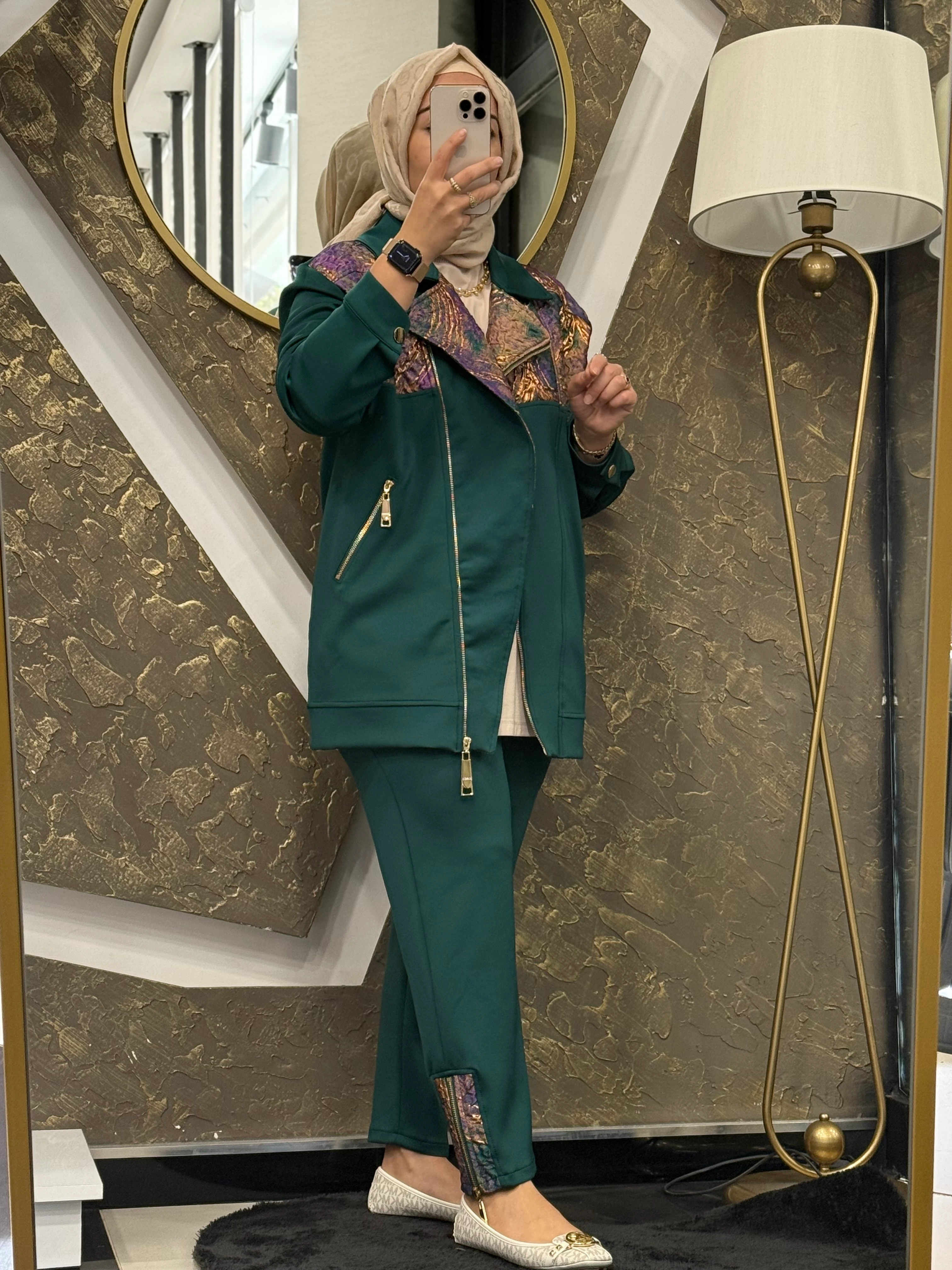 MİSSEMRAMİSS 5040 JAKAR GARNİ BIKER TAKIM - Zümrüt