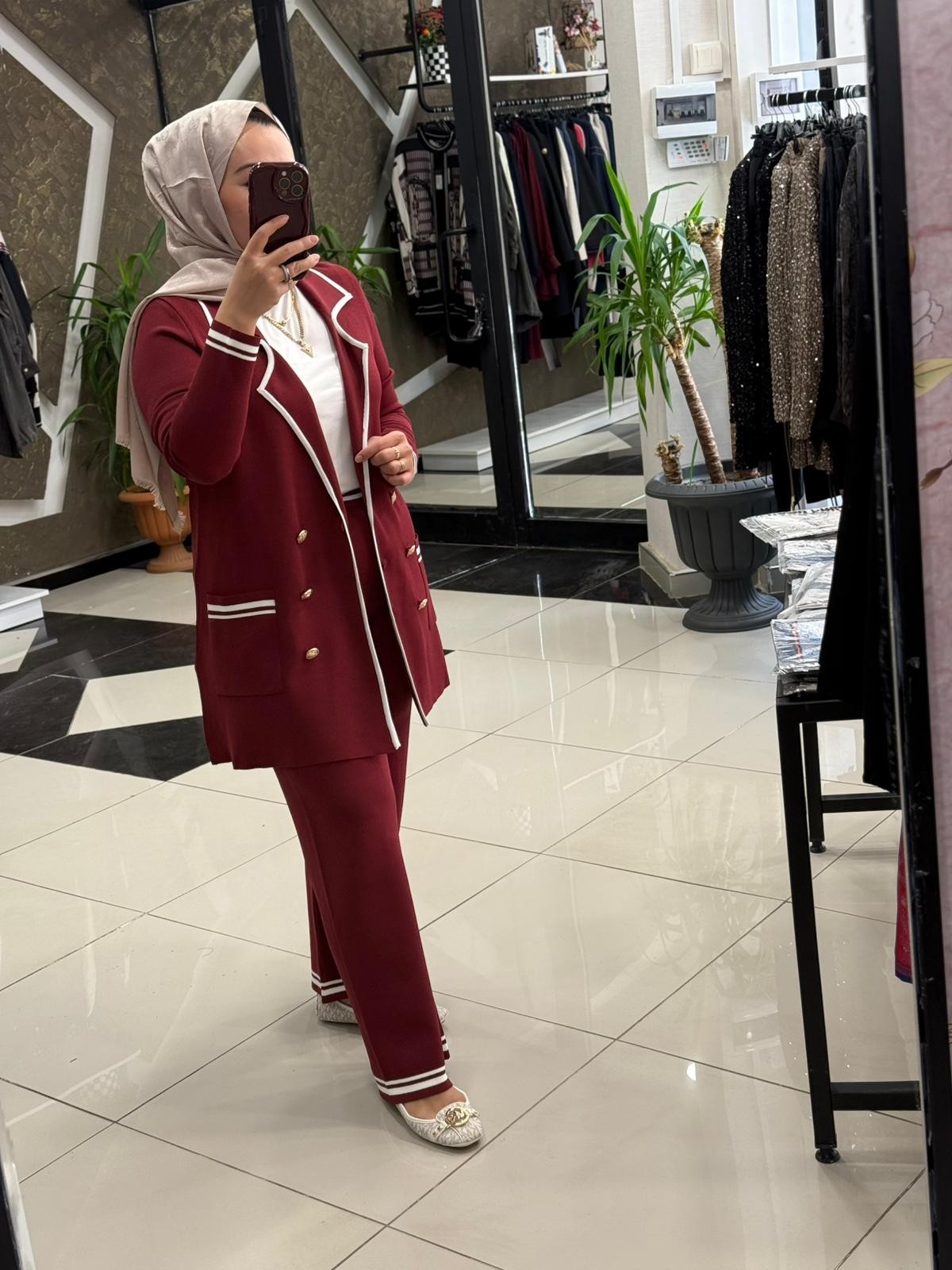 GHİSA 3175 KRUVAZE YAKA TAKIM - BORDO