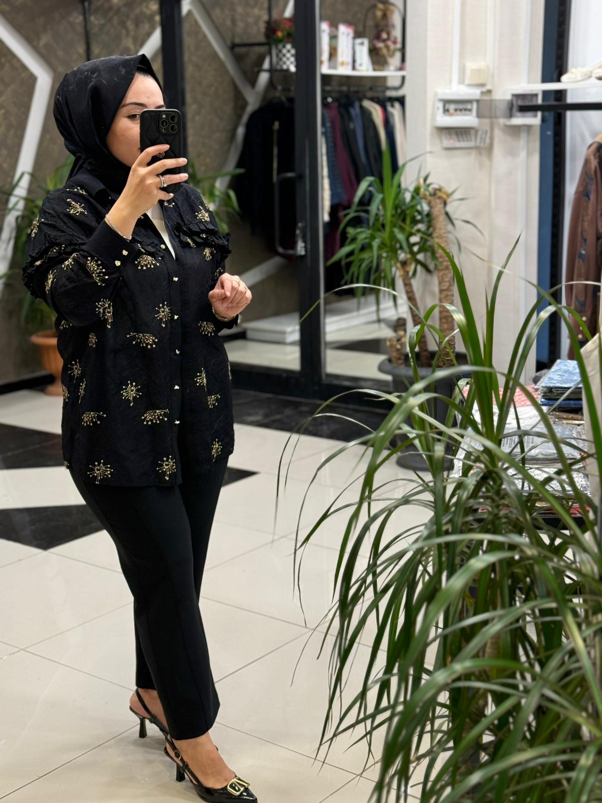 GHİSA 3211 GÖMLEK TUNİK - SİYAH